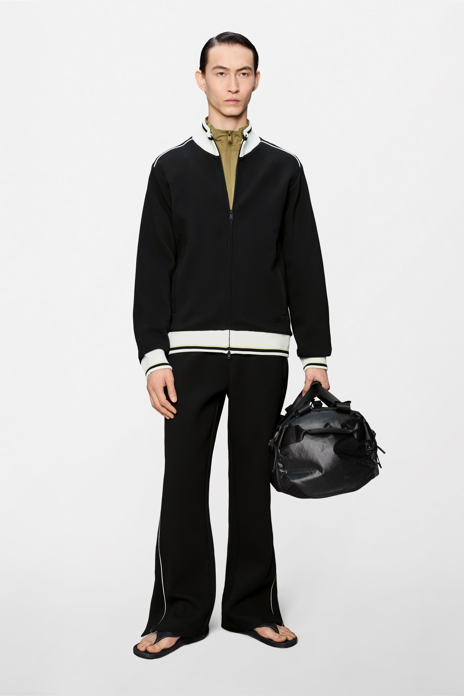 RAINS Downtime Track Top Black Jacket