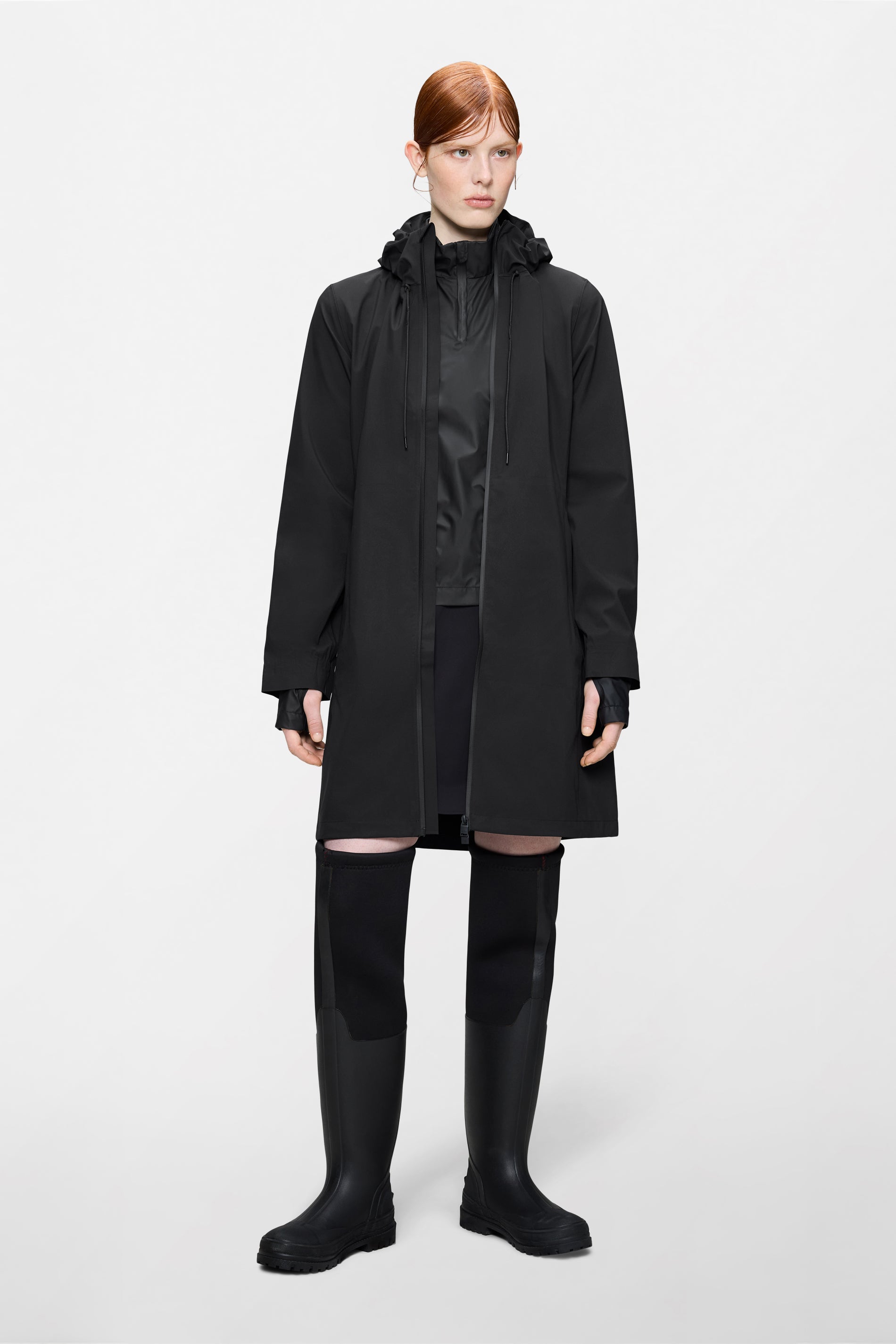 RAINS Suva Hardshell Long W Jacket Black Jacket