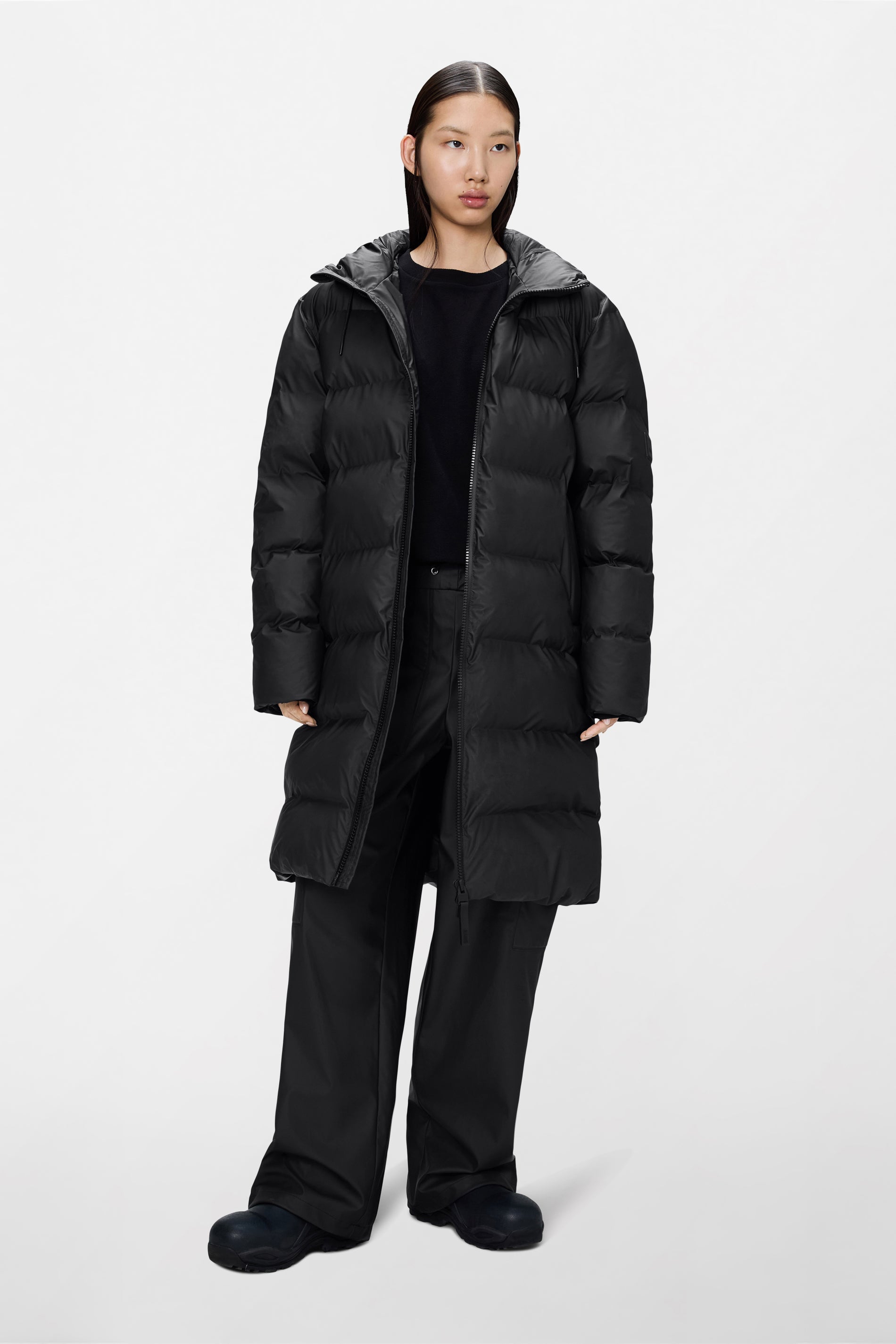 RAINS Alta Longer Puffer Jacket Black Jacket