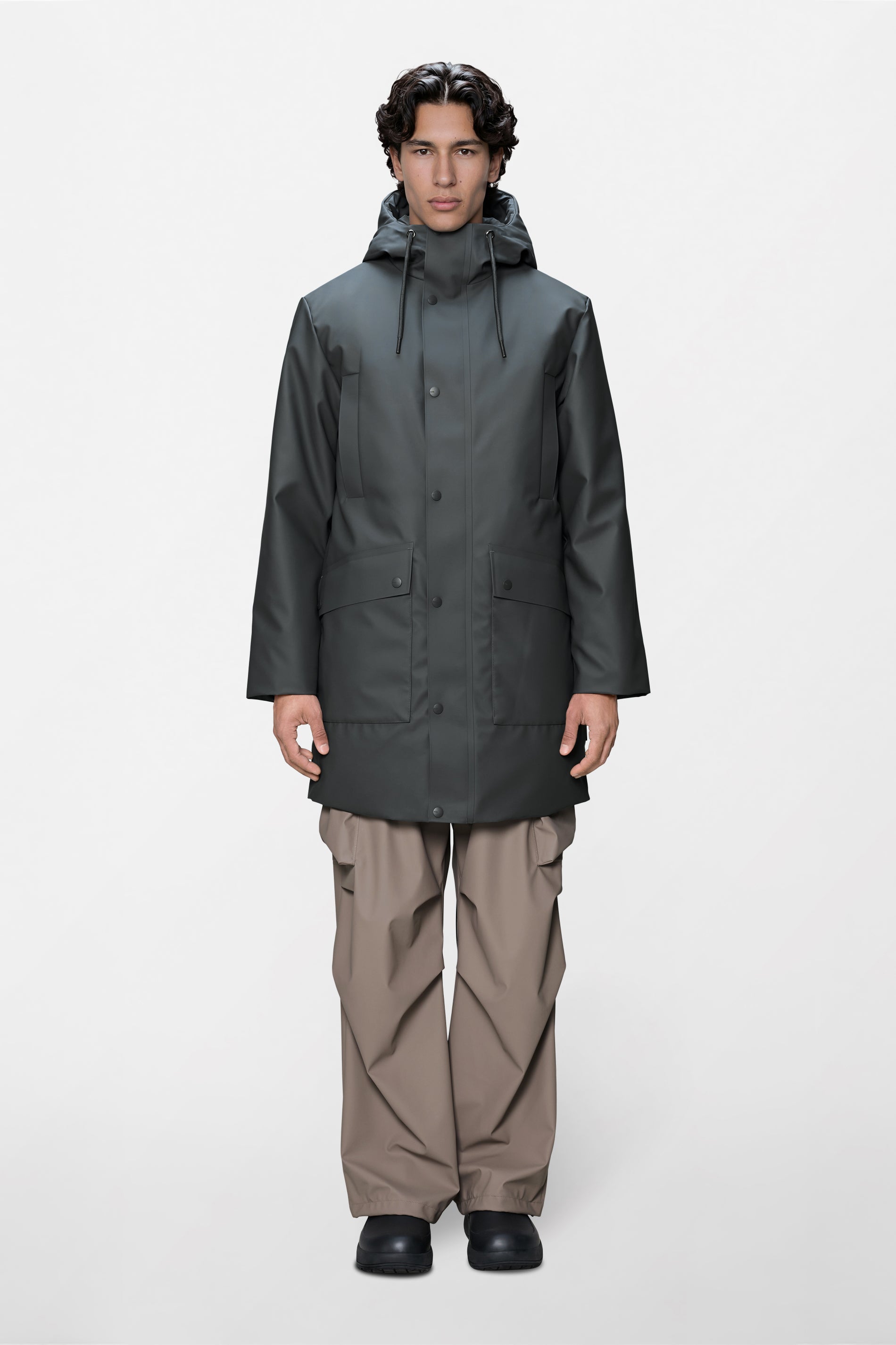 RAINS Nome Long Parka Dark Grey Jacket