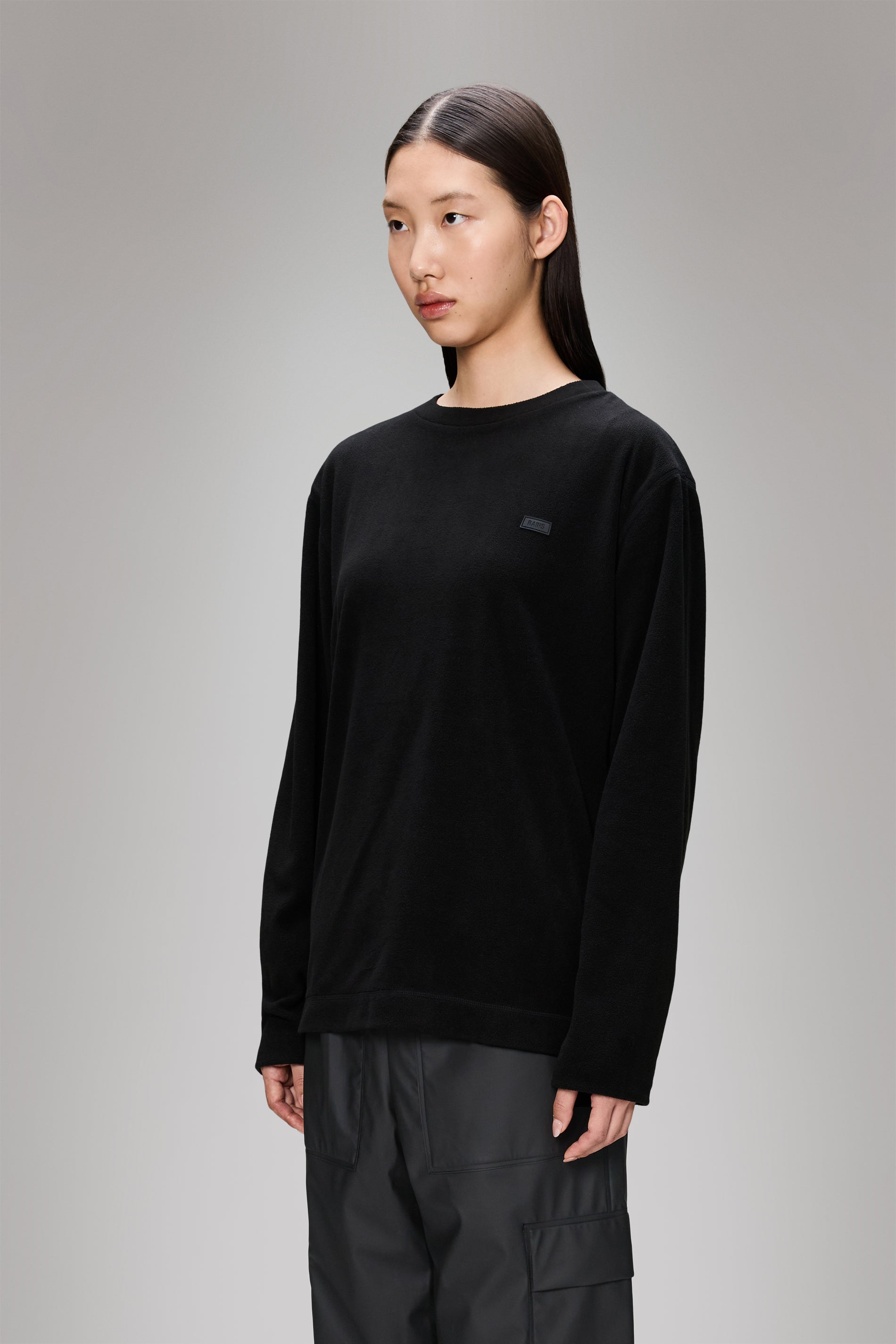 RAINS Addis Fleece Crewneck Black Crew Neck
