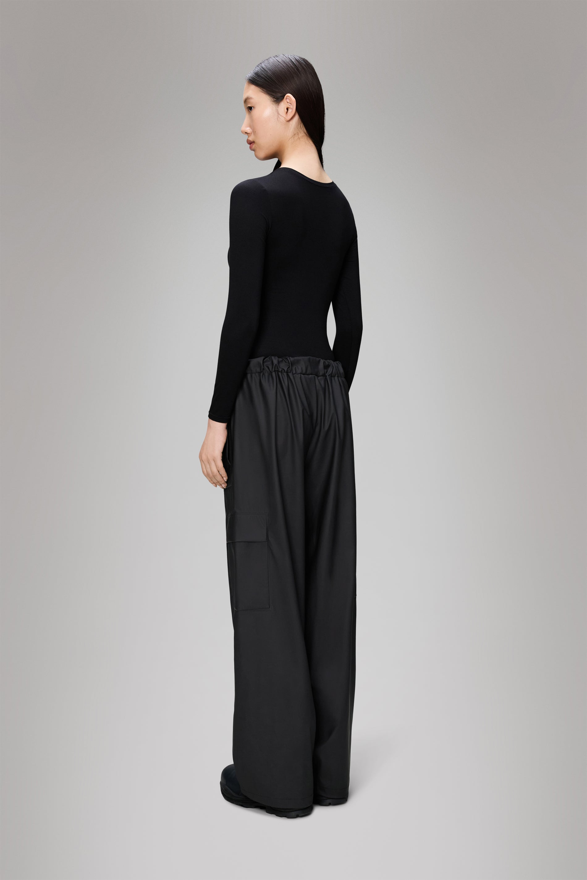 RAINS Cargo Rain Pants Wide Black Pants