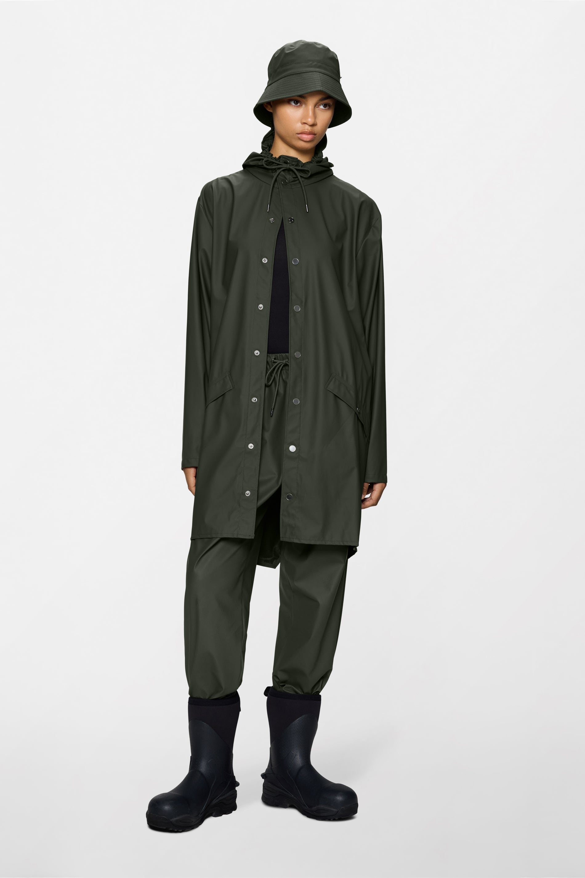 RAINS Long Jacket Green Jacket