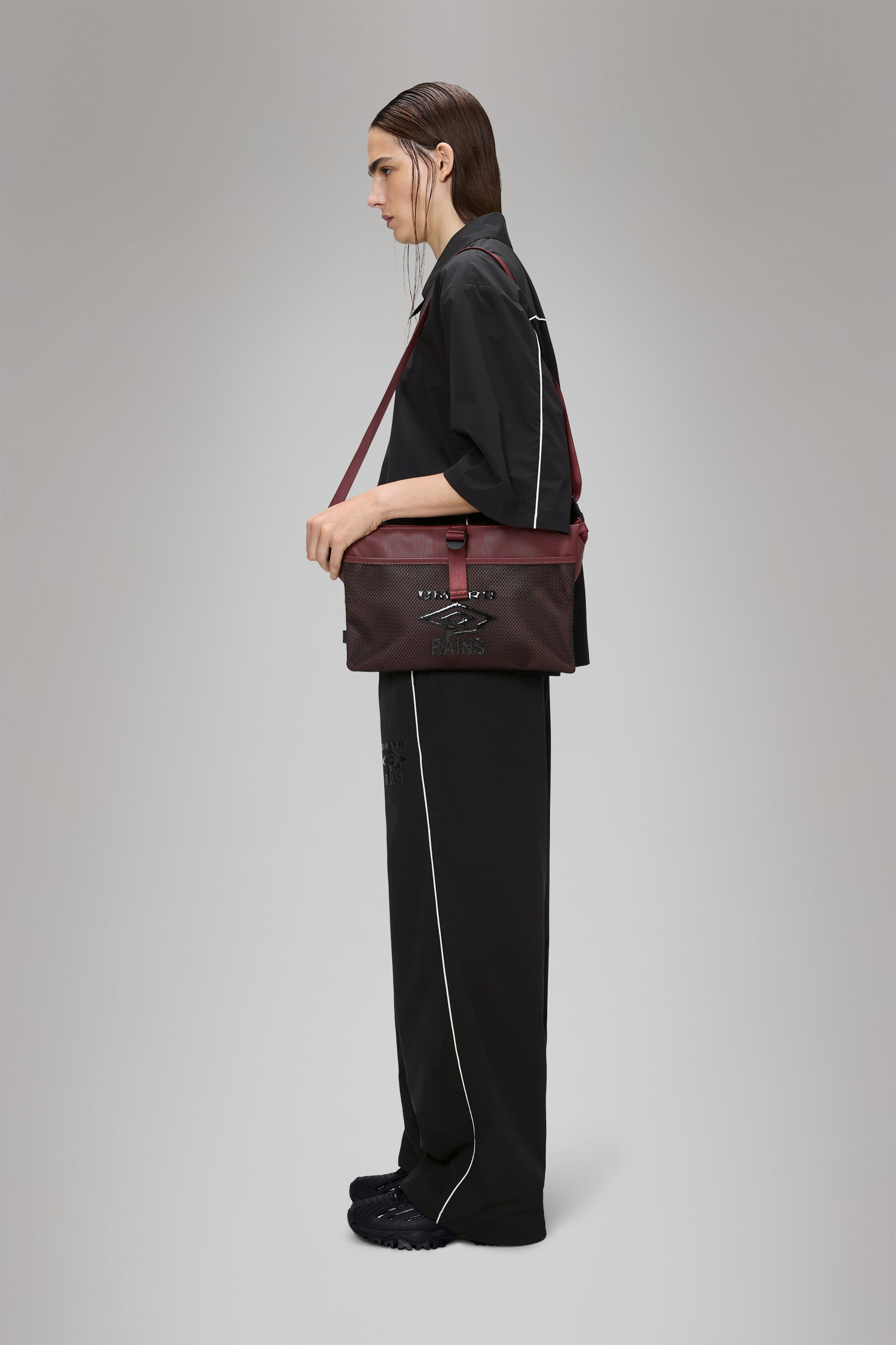 RAINS Rains x Umbro Transfer Musette Bag Maroon Red Crossbody