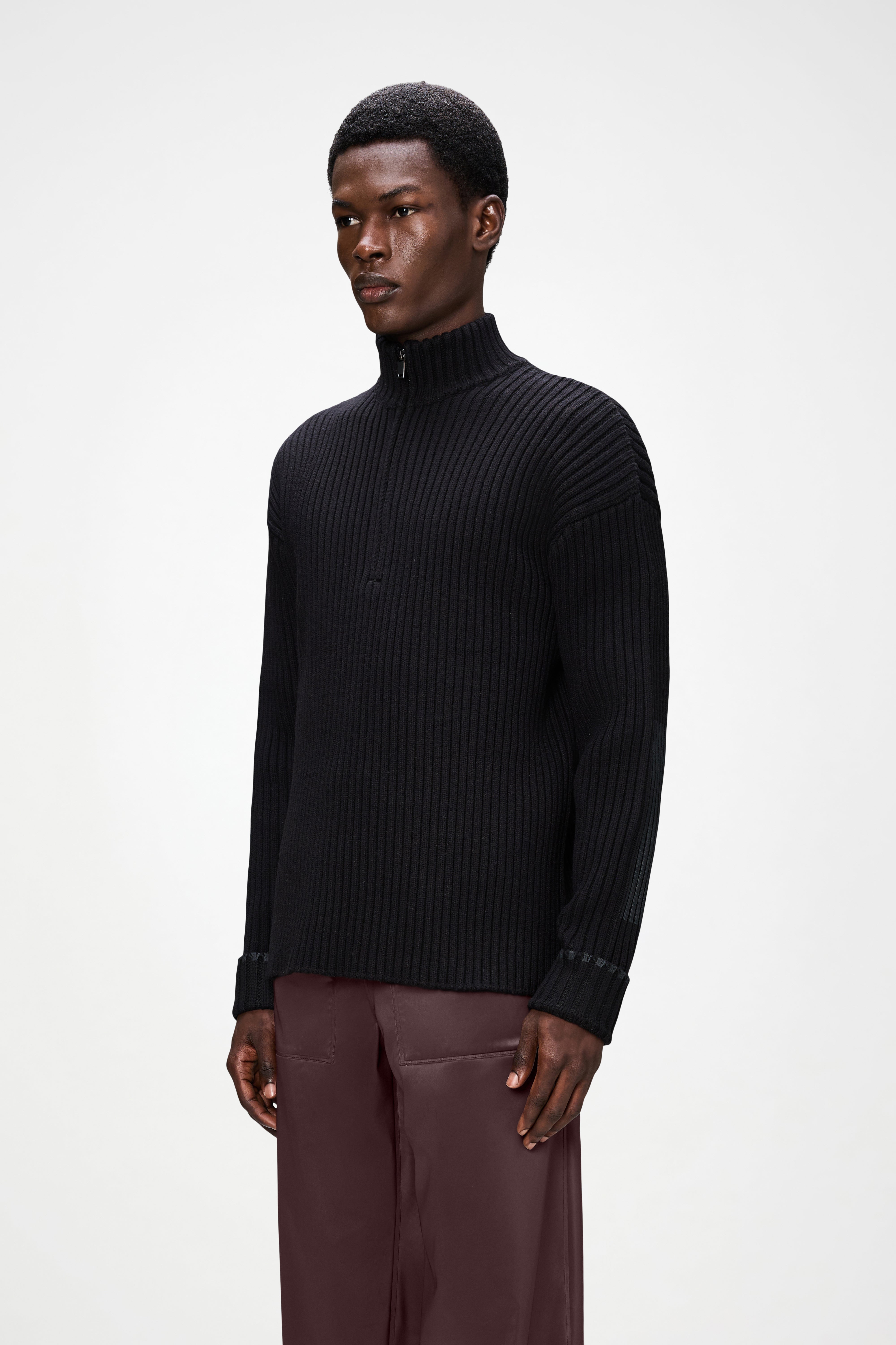 RAINS Sapa Half Zip Knit Black Long Sleeve