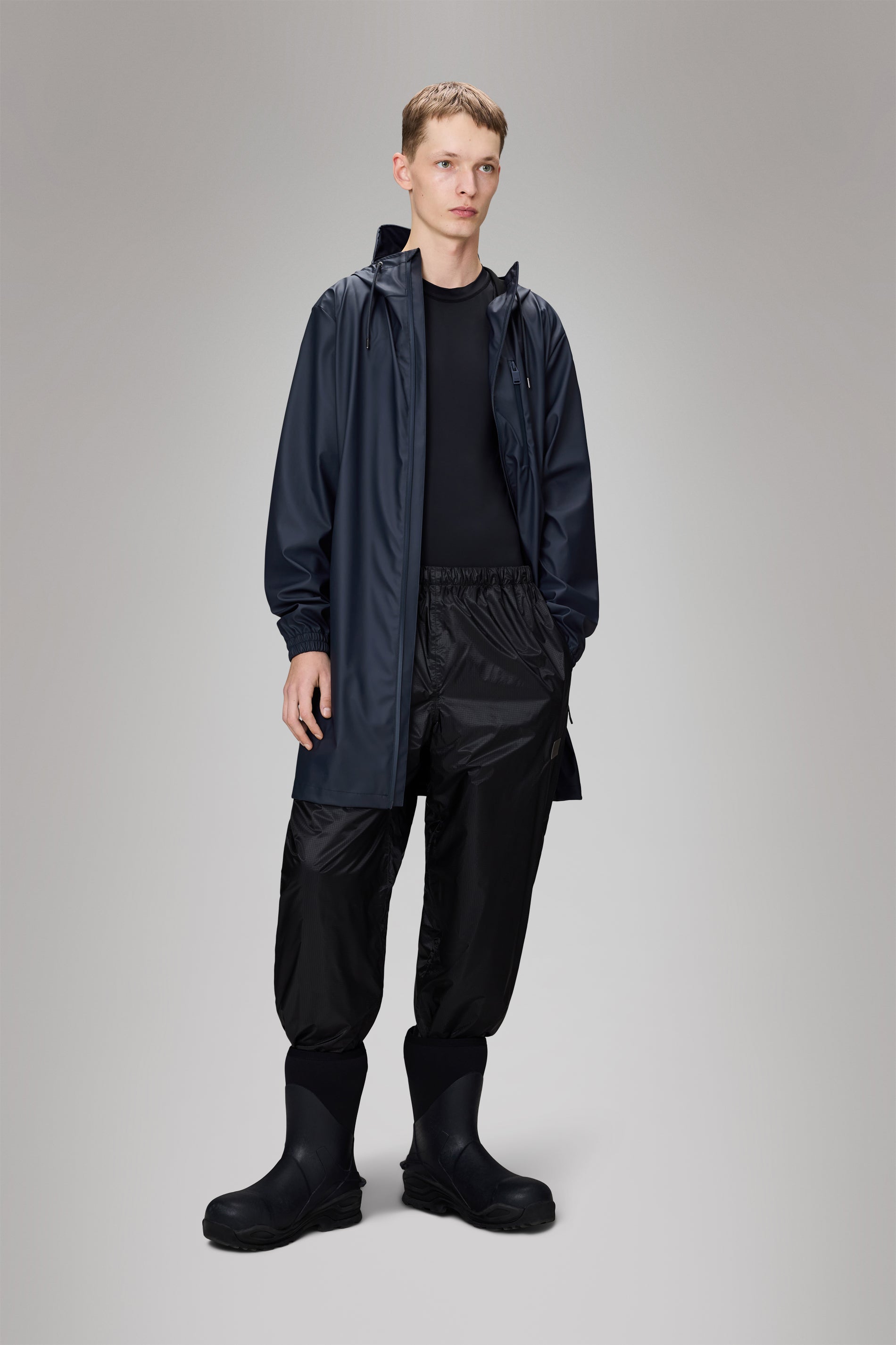 RAINS Long Storm Breaker Navy Jacket