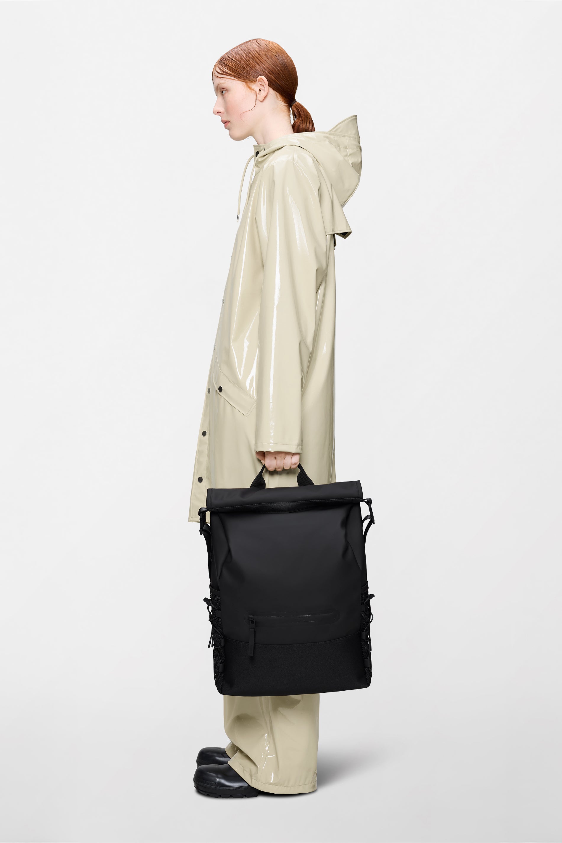 RAINS Trail Mountaineer Rolltop Black Backpack