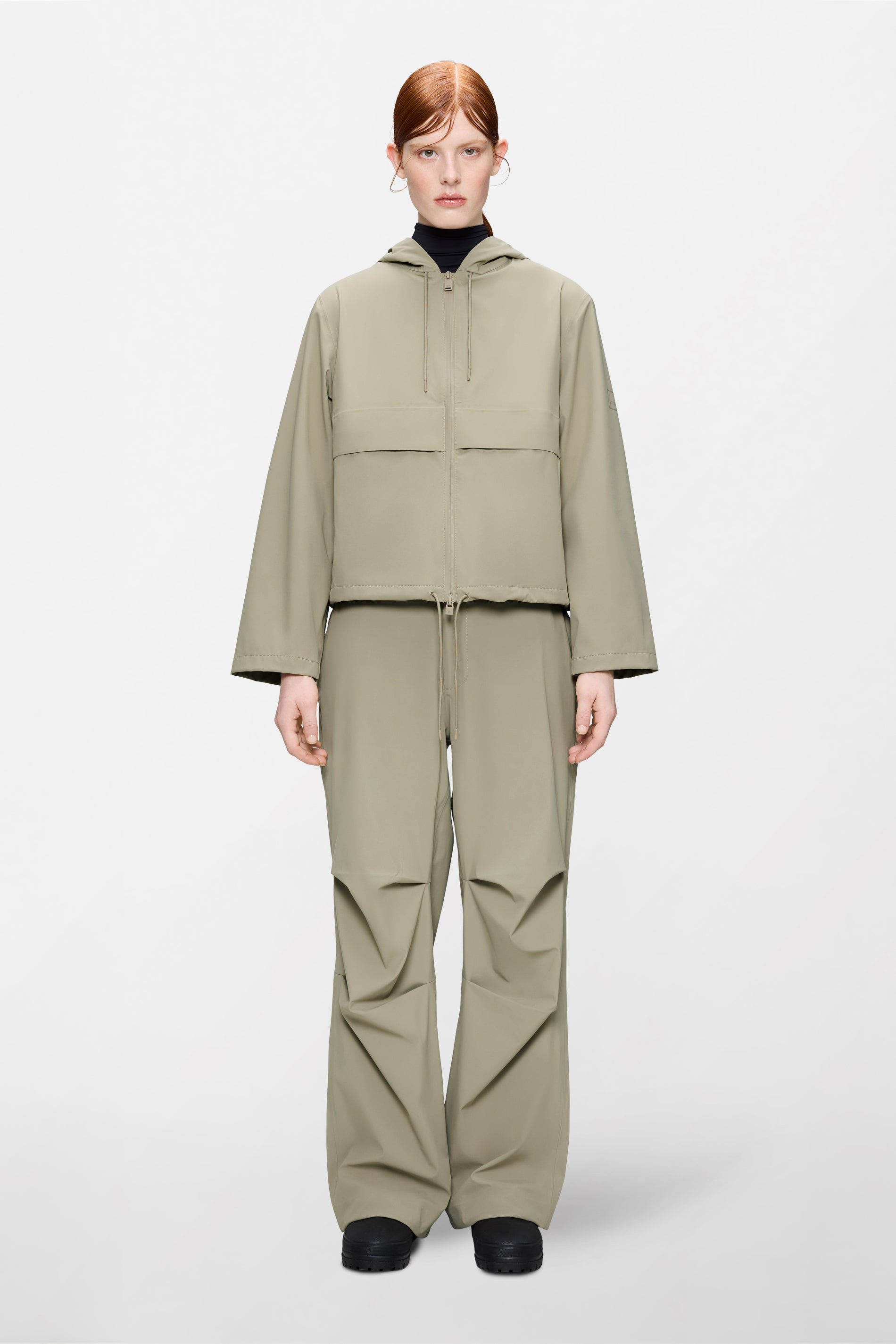 RAINS Suva Hardshell Short String W Jacket Beige Jacket