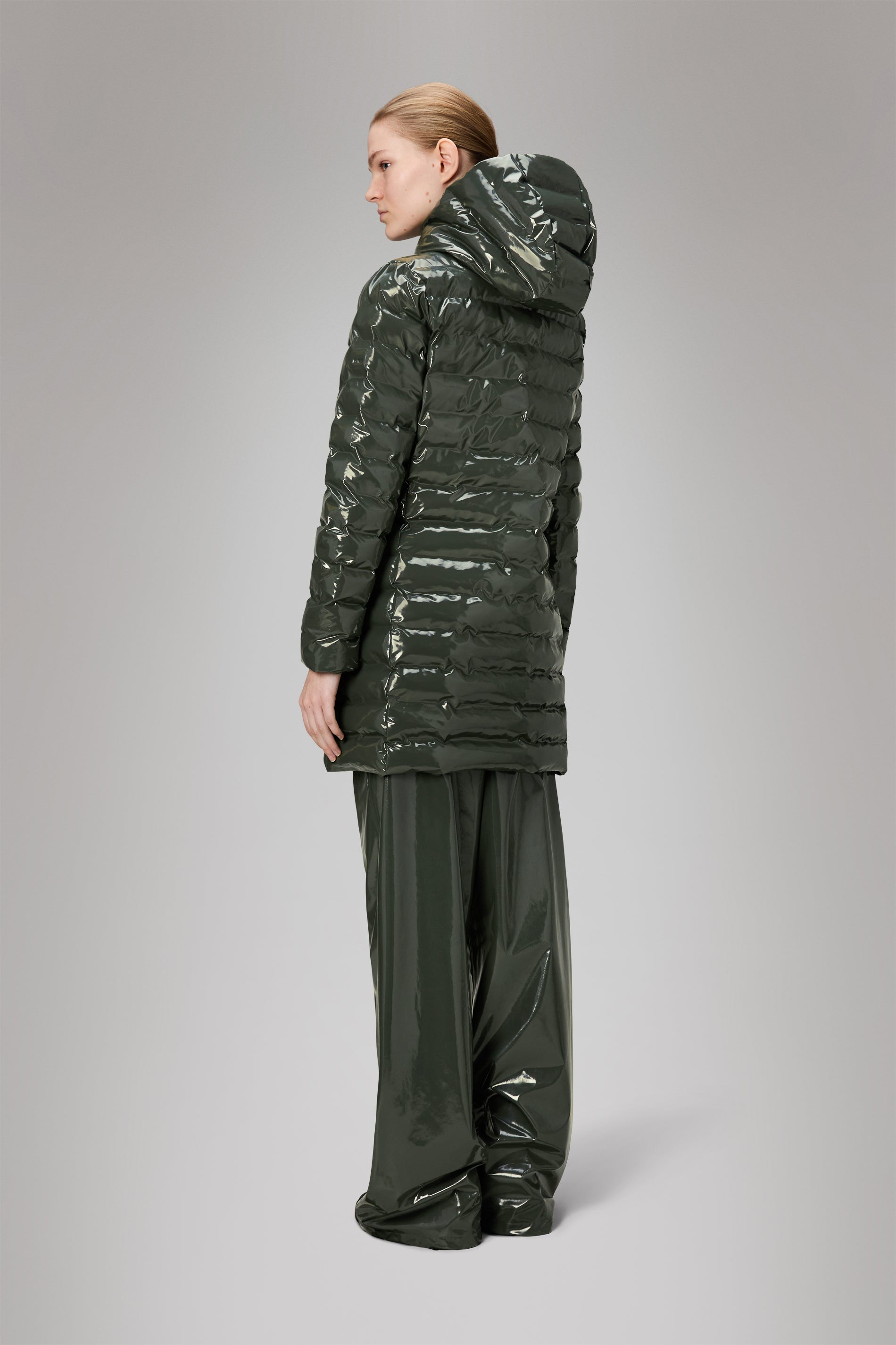 Rains Lohja Long Puffer Curve Jacket Swamp Jacket