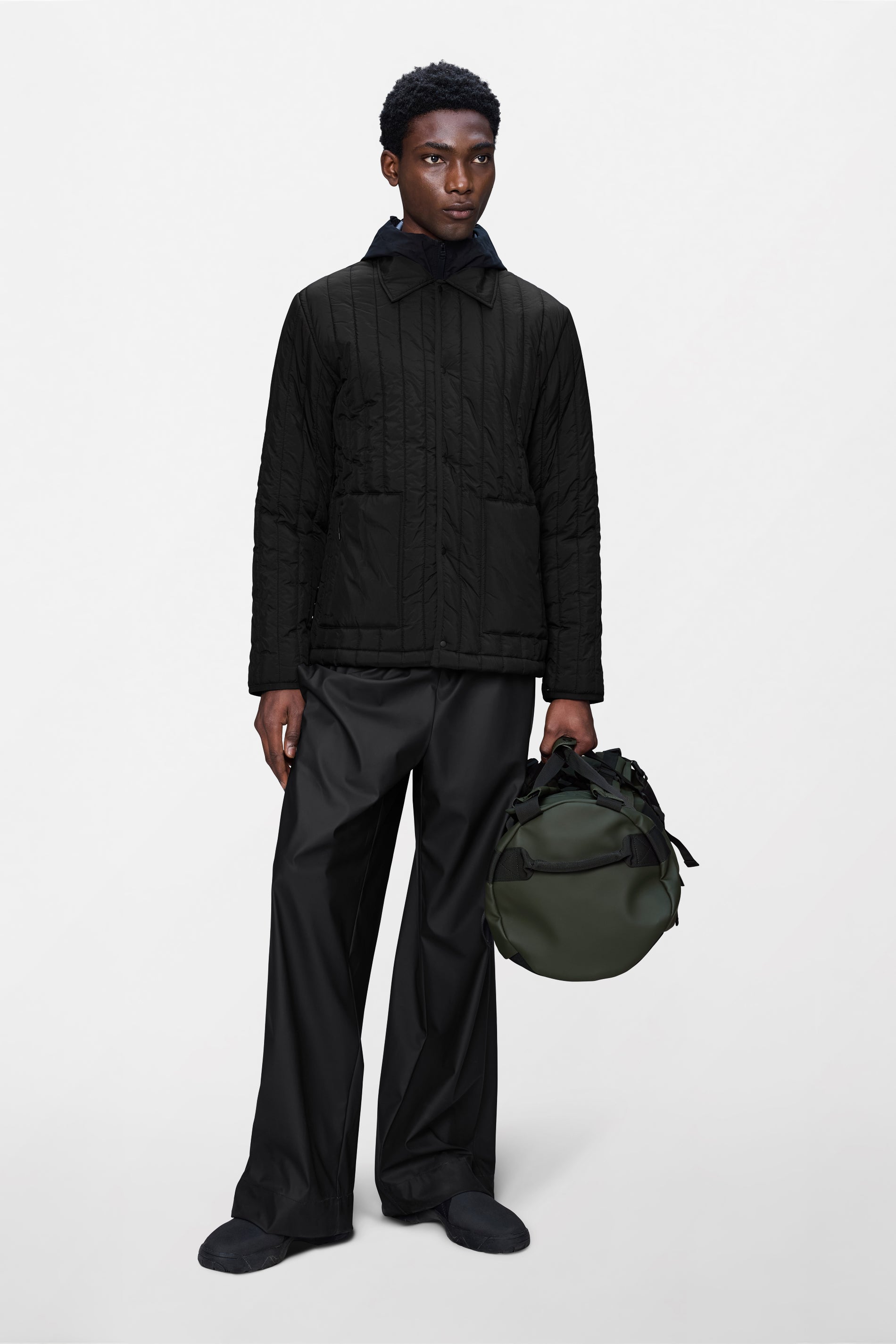 RAINS Banja Liner Overshirt Black Long Sleeve