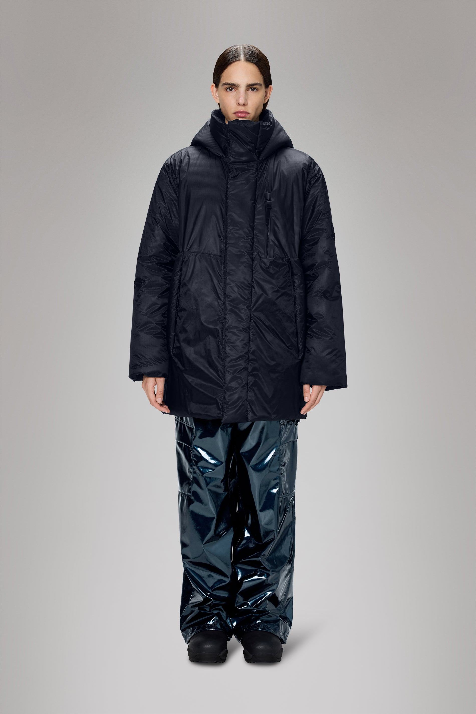 RAINS Torna Insulated Long Jacket Navy Jacket