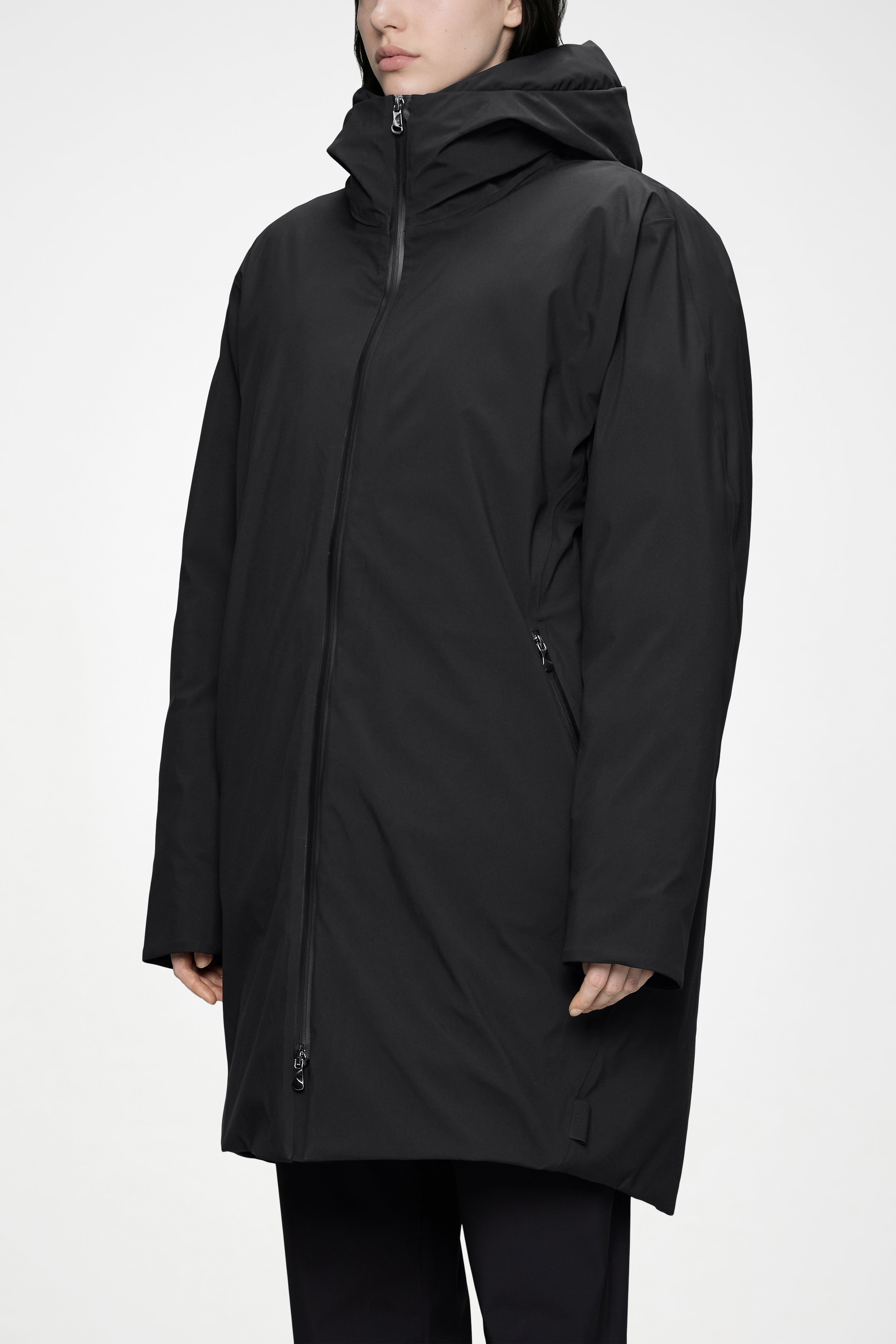 RAINS Sarna Long Puffer Jacket Black Jacket