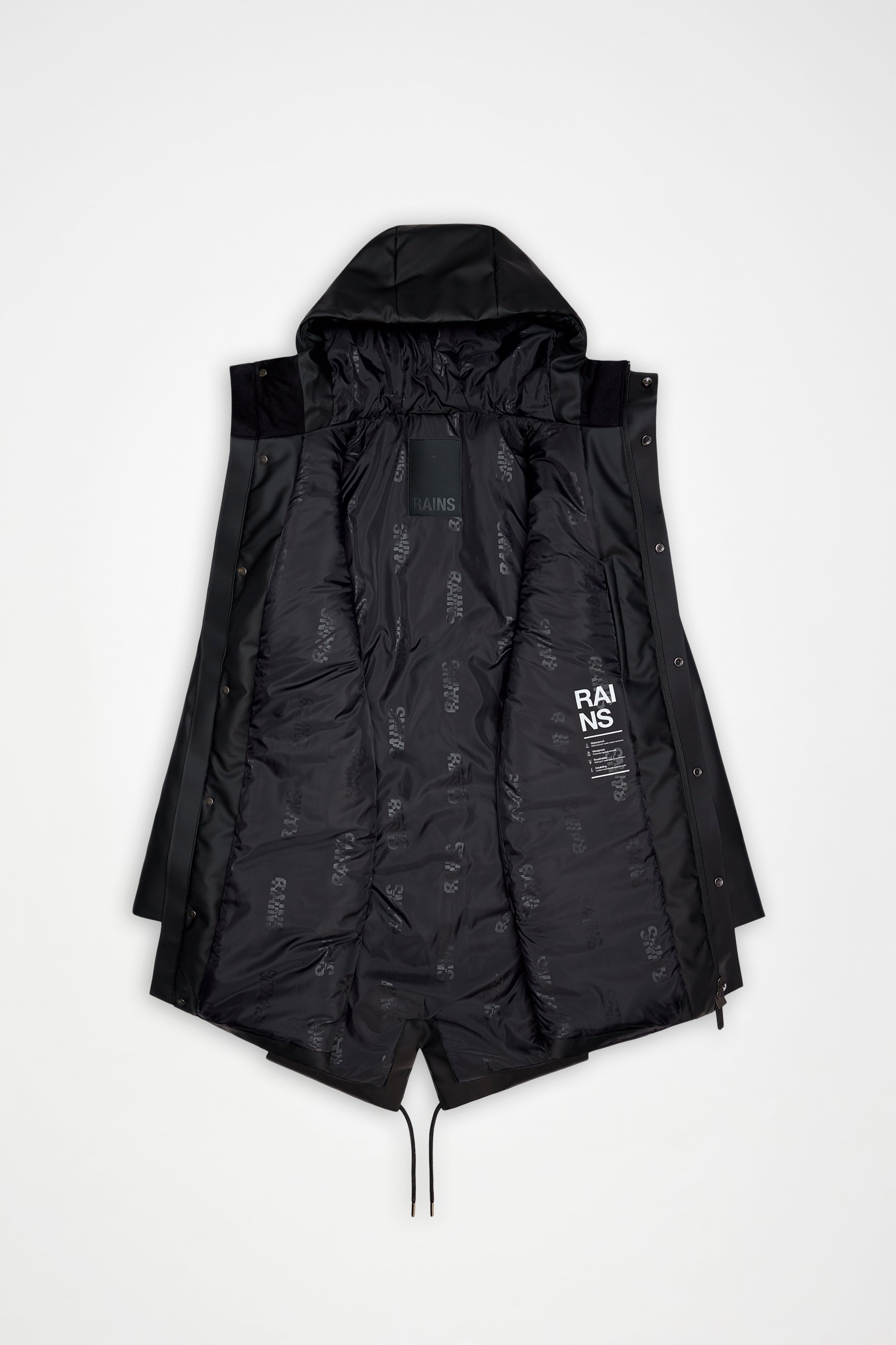 RAINS Nome Long Parka Black Jacket