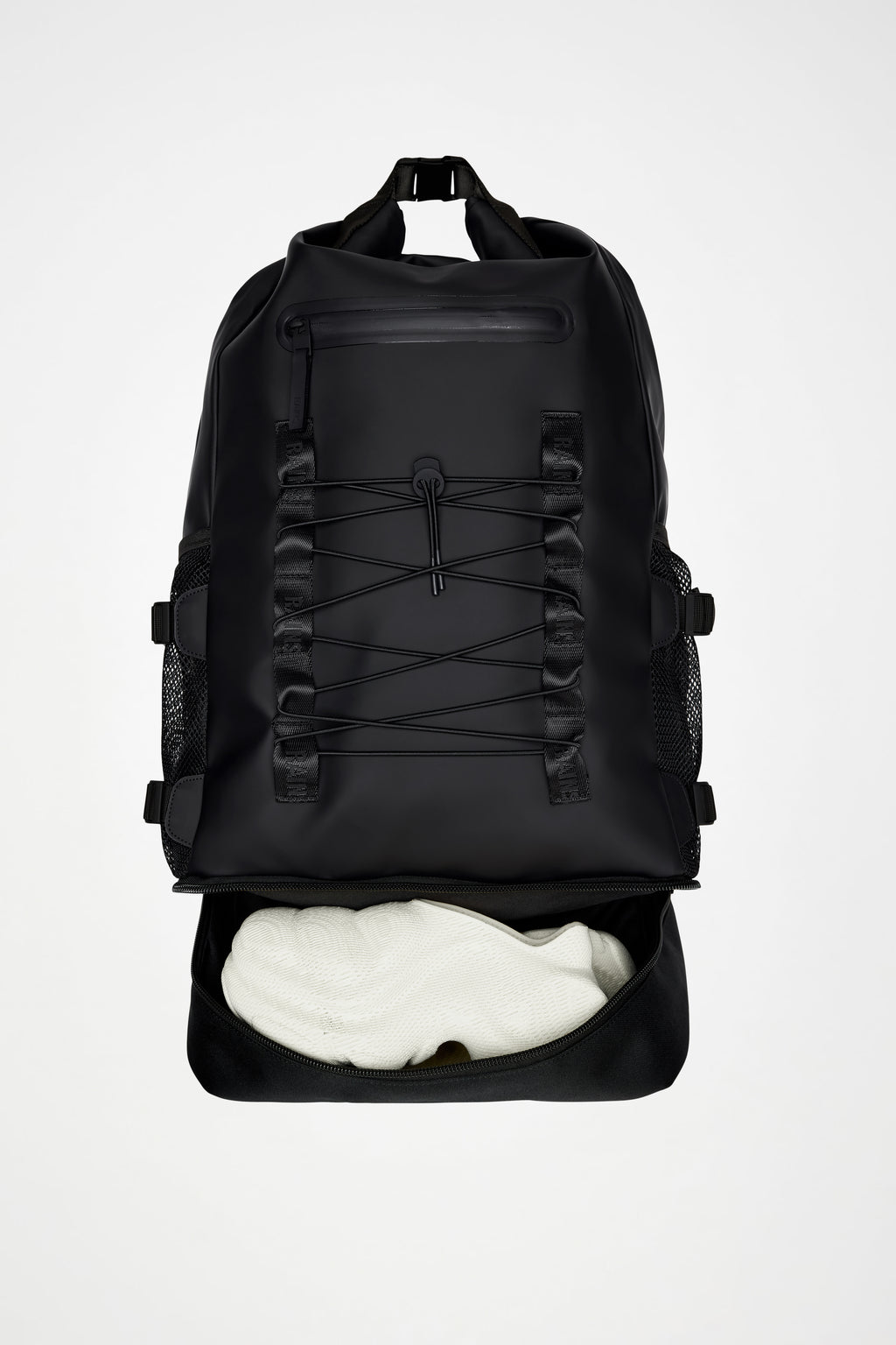 rains runner black water-resistant backpack Rains® Trail Mountaineer Rolltop Large in Black for €199