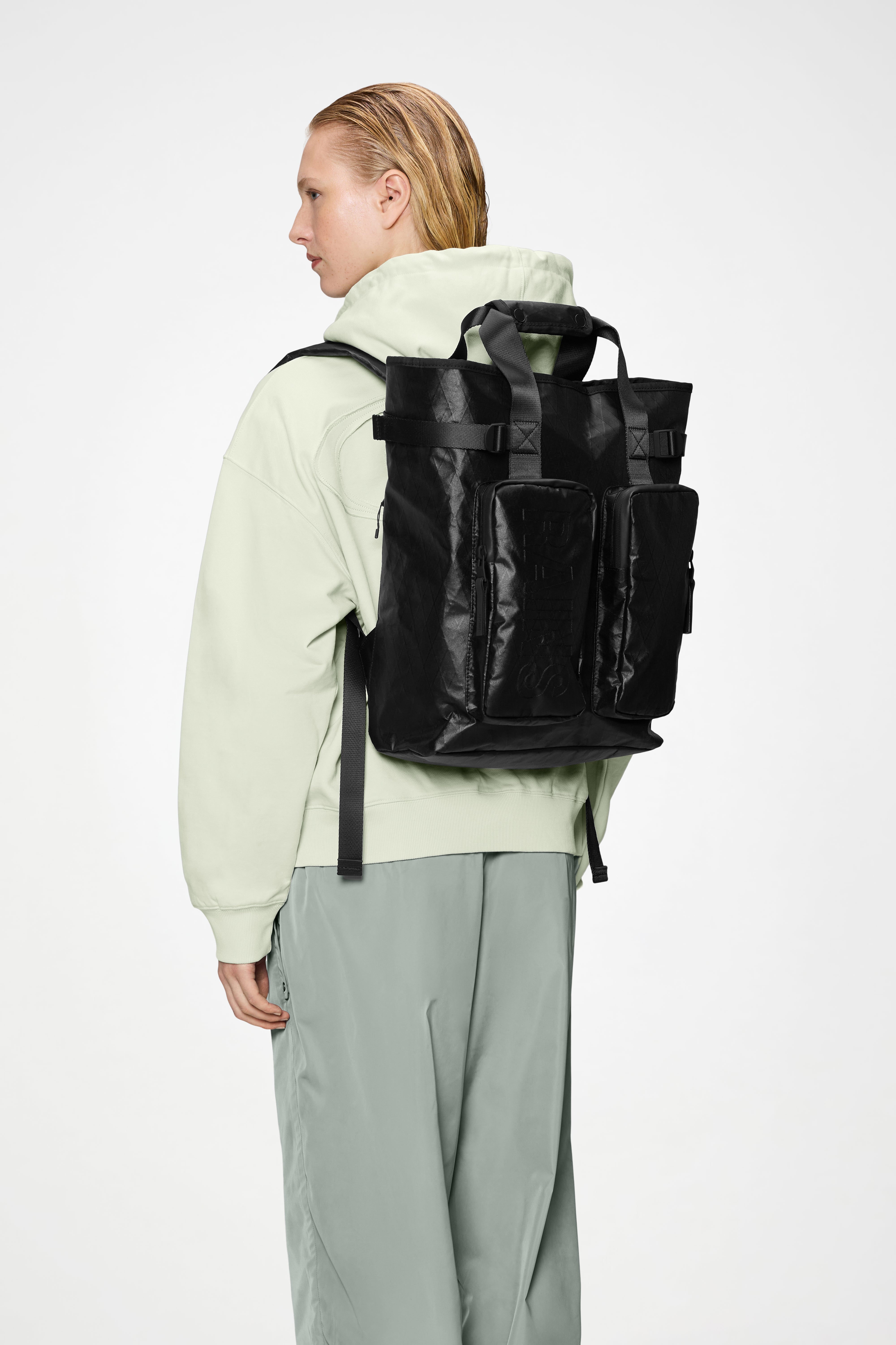 RAINS TexXel Tote Backpack Jet Black 15L H43 x D12.50 x W32 cm Backpack
