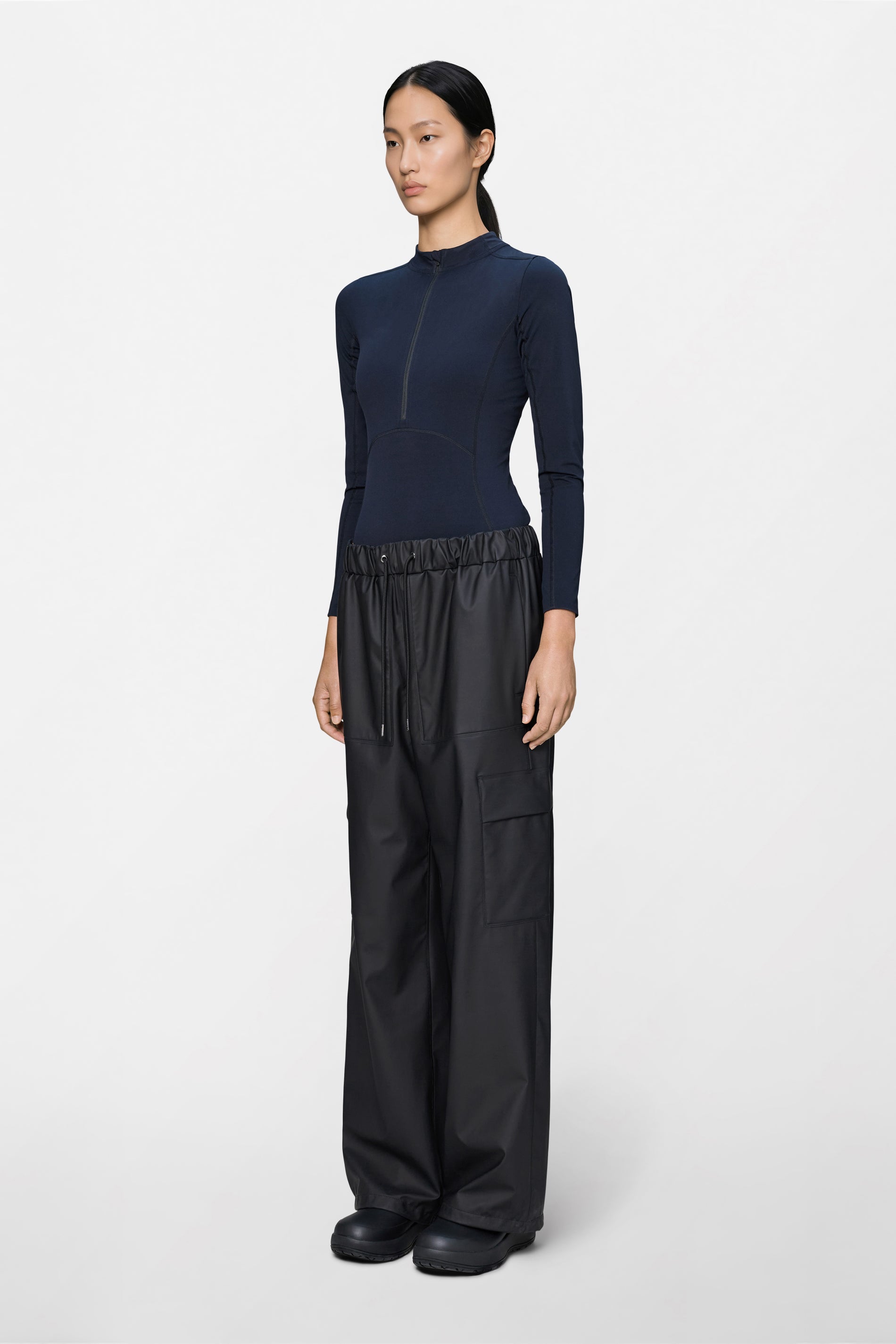 RAINS Cargo Rain Pants Wide Black Pants