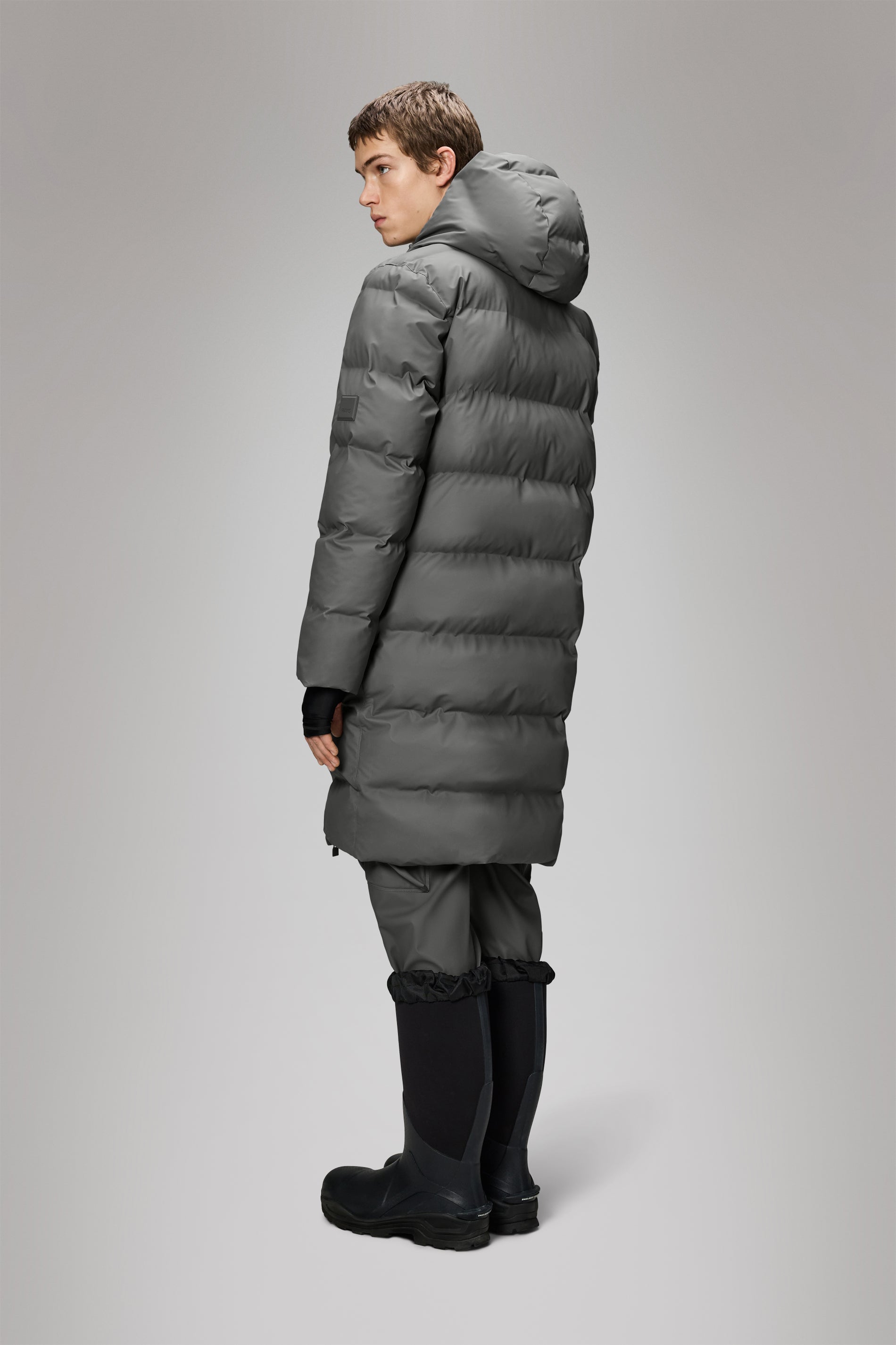 RAINS Alta Longer Puffer Jacket Grey Jacket