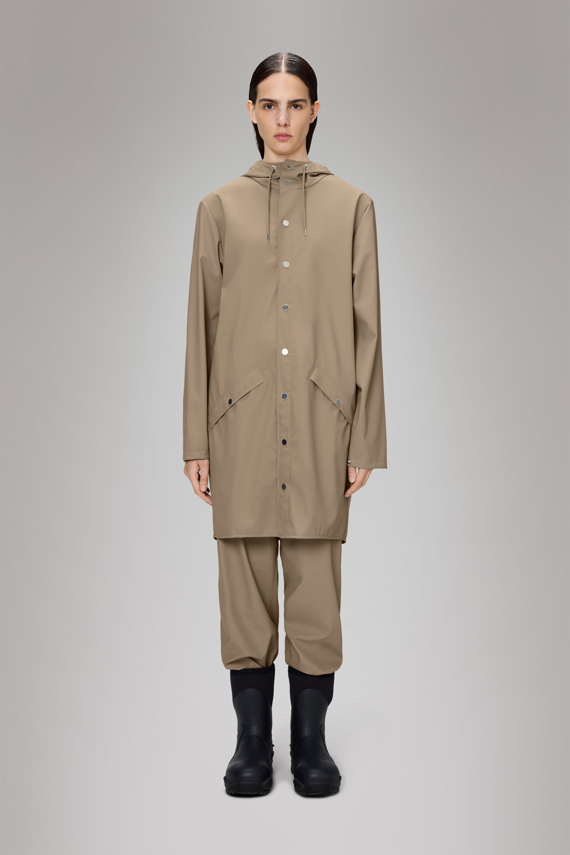 RAINS Long Jacket Beige Jacket