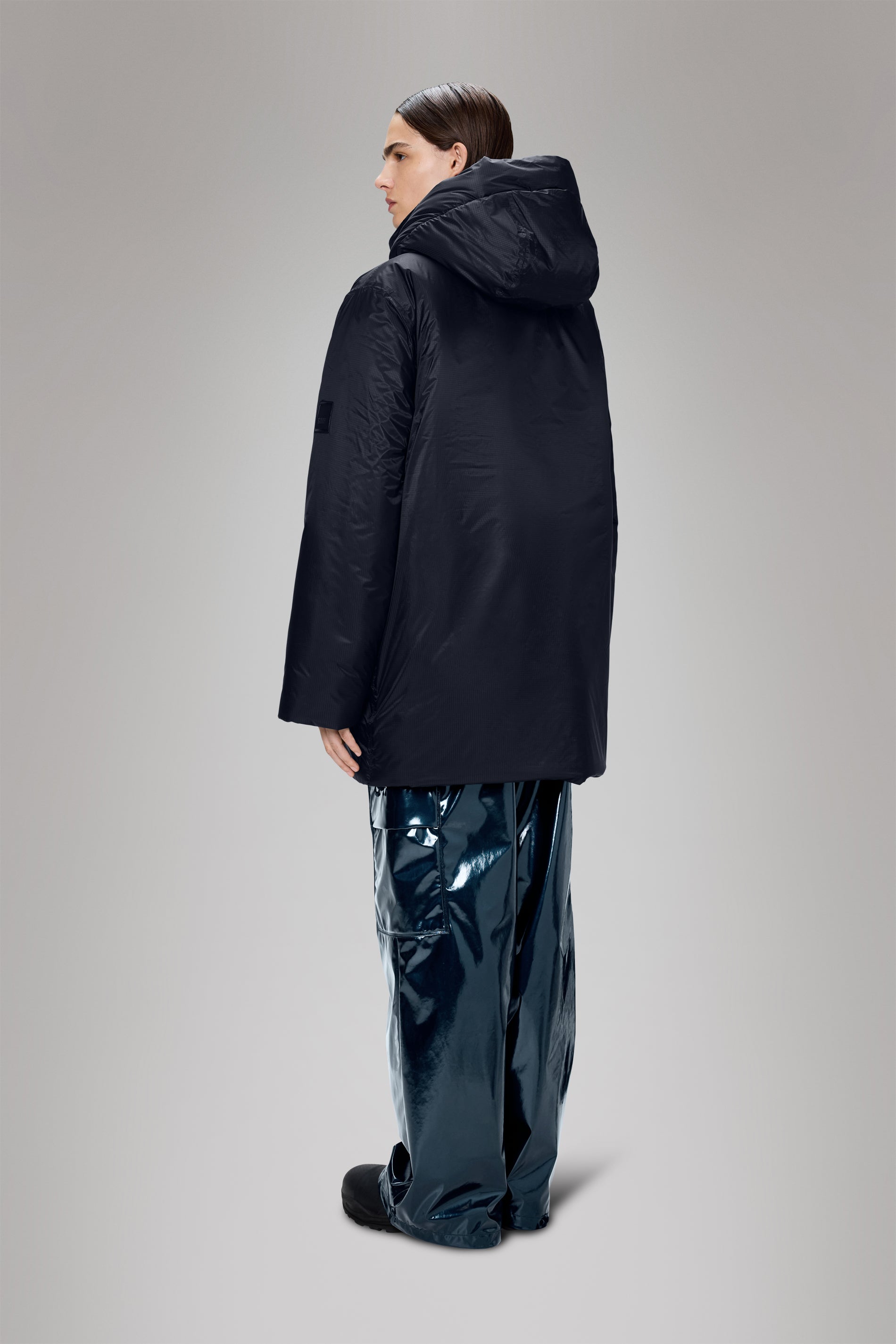 RAINS Torna Insulated Long Jacket Navy Jacket