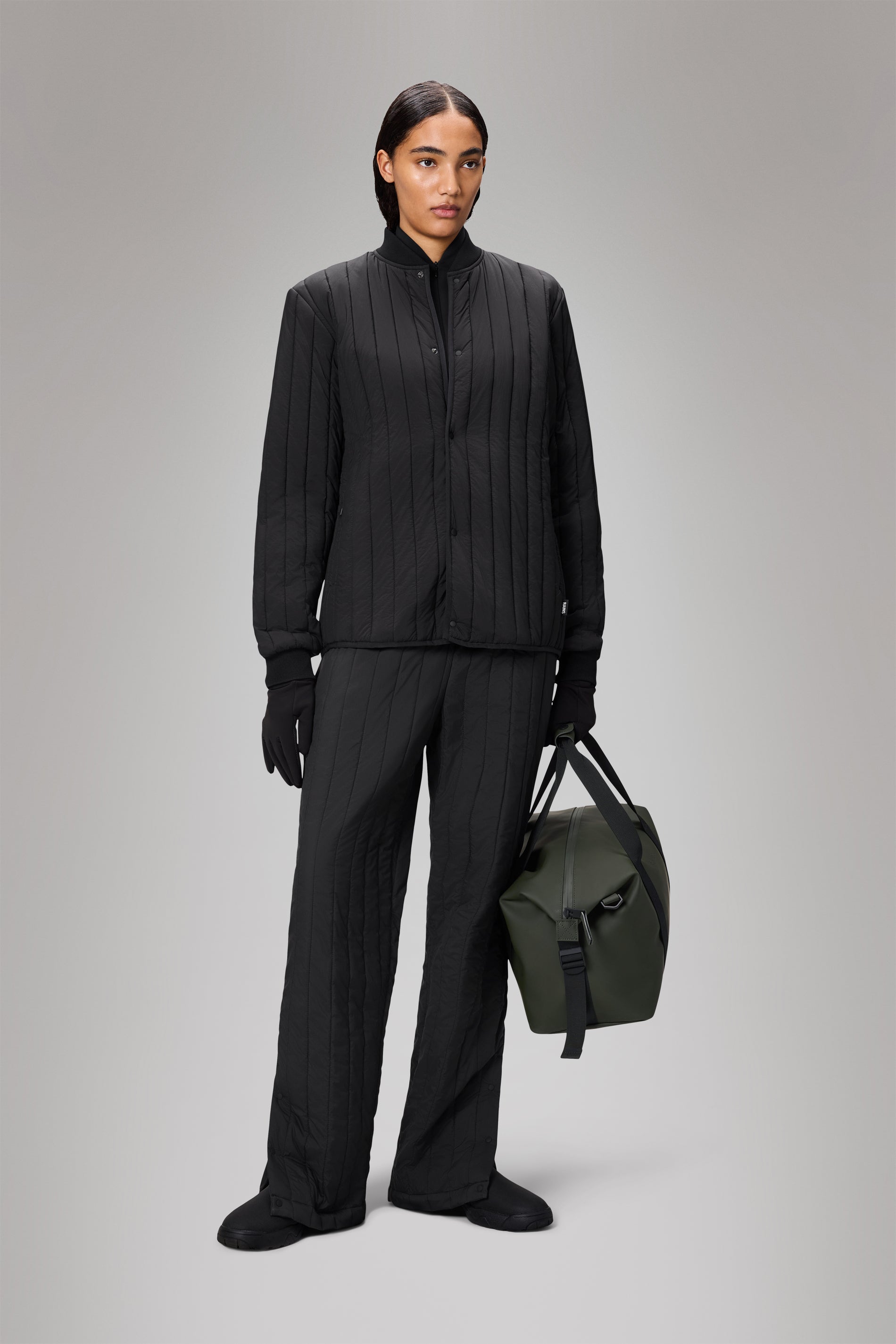 RAINS Banja Liner Bomber Jacket Black Overshirt