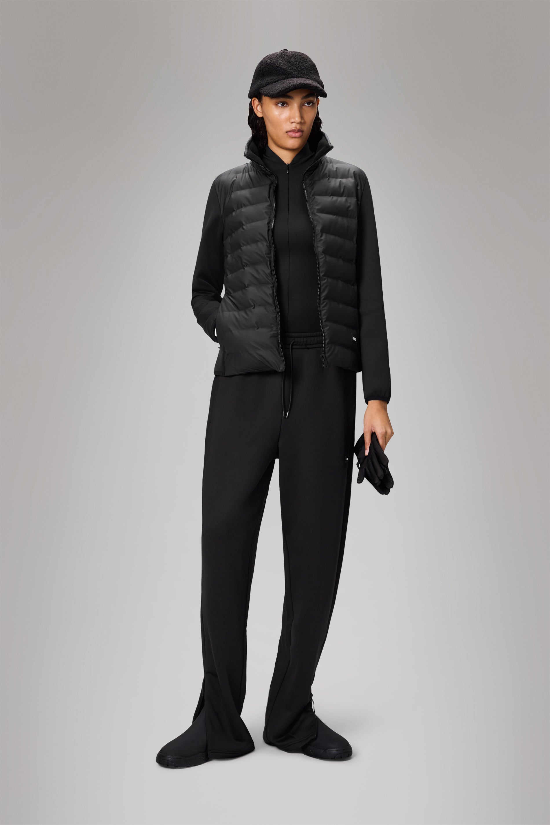 RAINS Safi Fleece Hybrid Curve Jacket Black Jacket