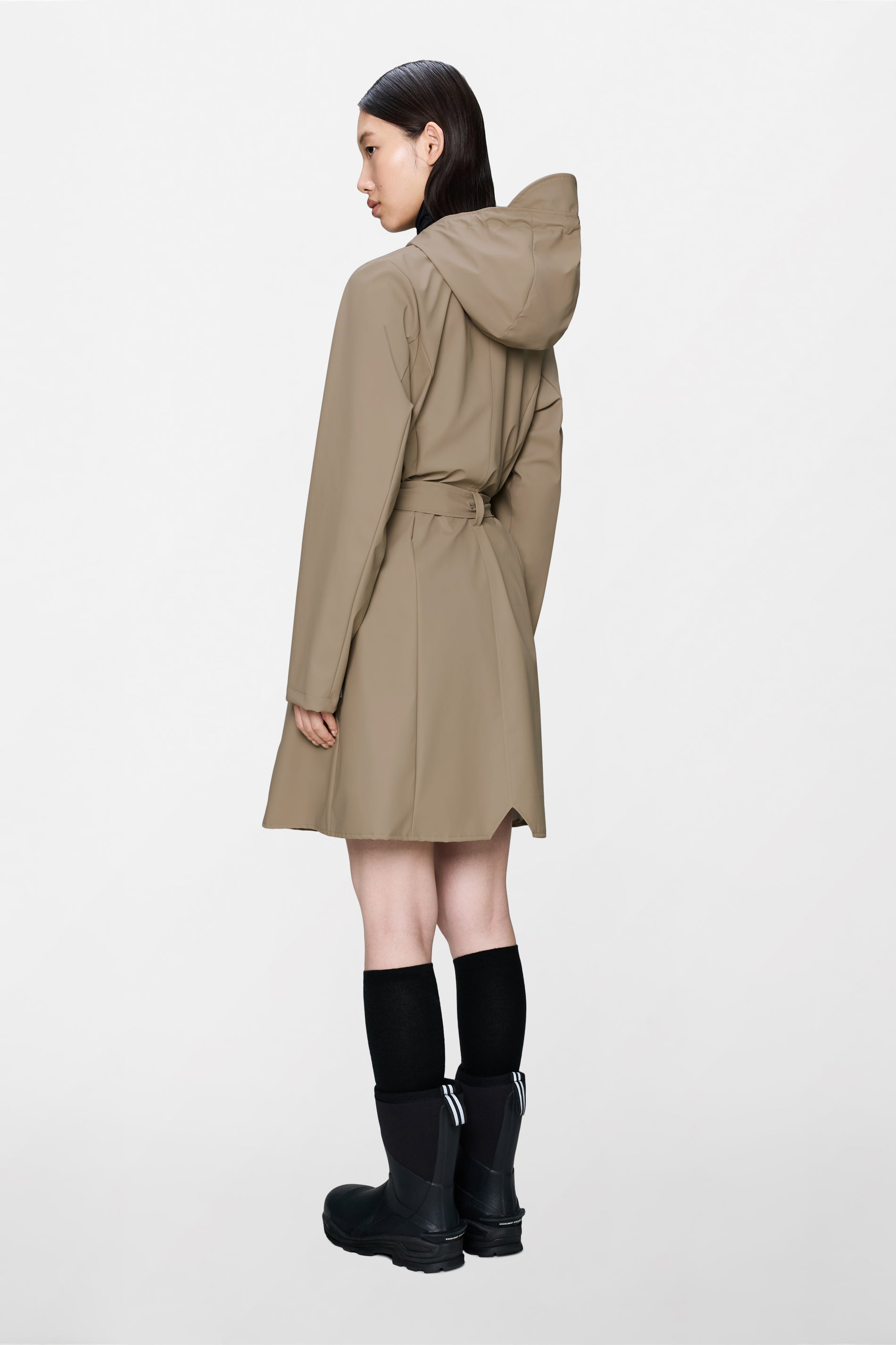 RAINS Curve Long Jacket
 Beige Jacket
