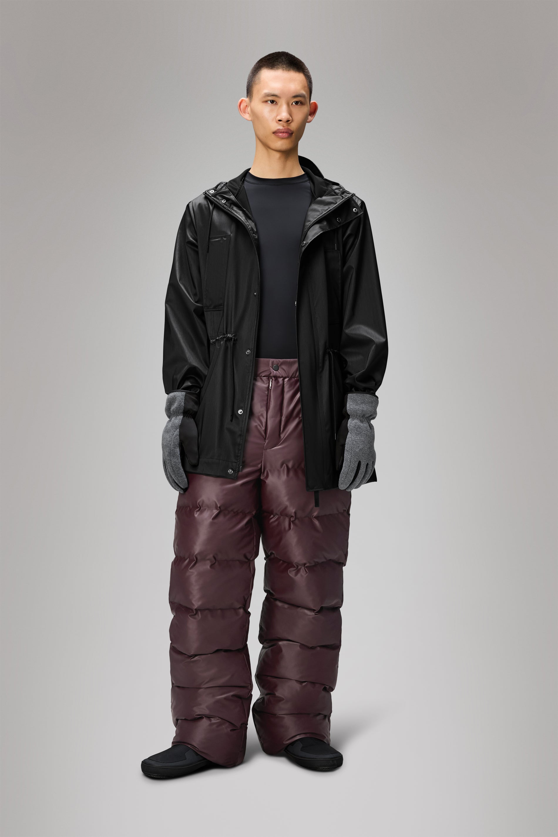 RAINS Bold Long Jacket Black Grain Jacket