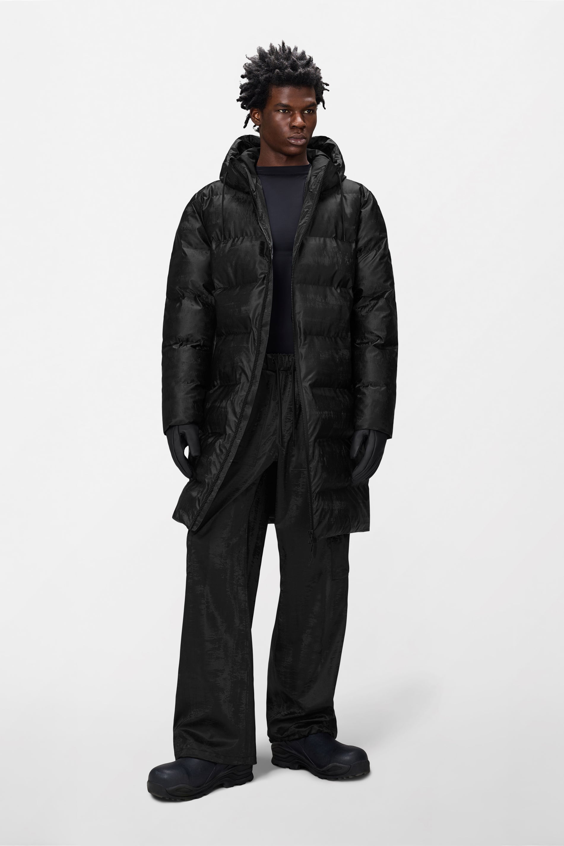 RAINS Alta Longer Puffer Jacket Coal Jacket