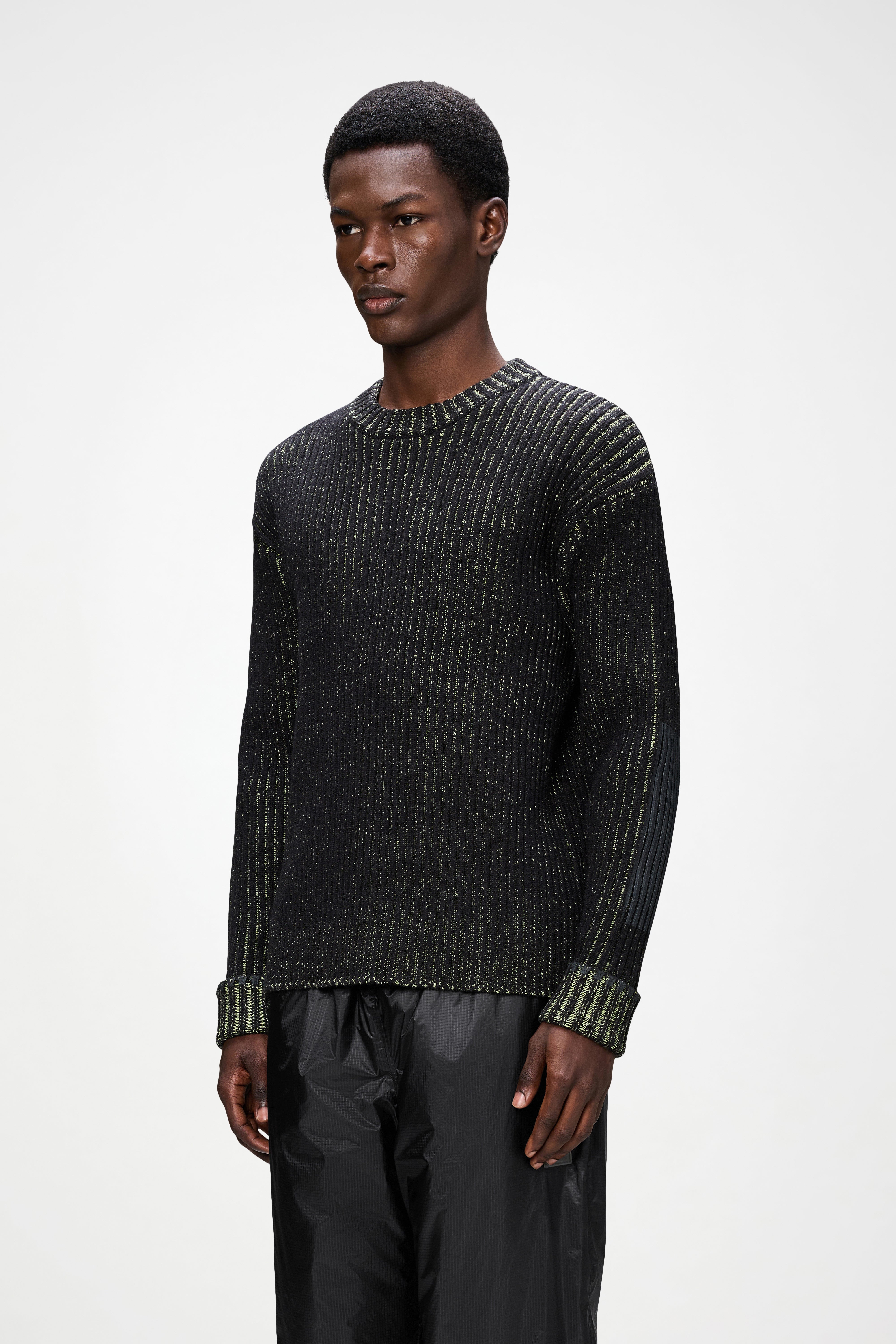 RAINS Sapa Knit Crew Neck Black/Acid Long Sleeve