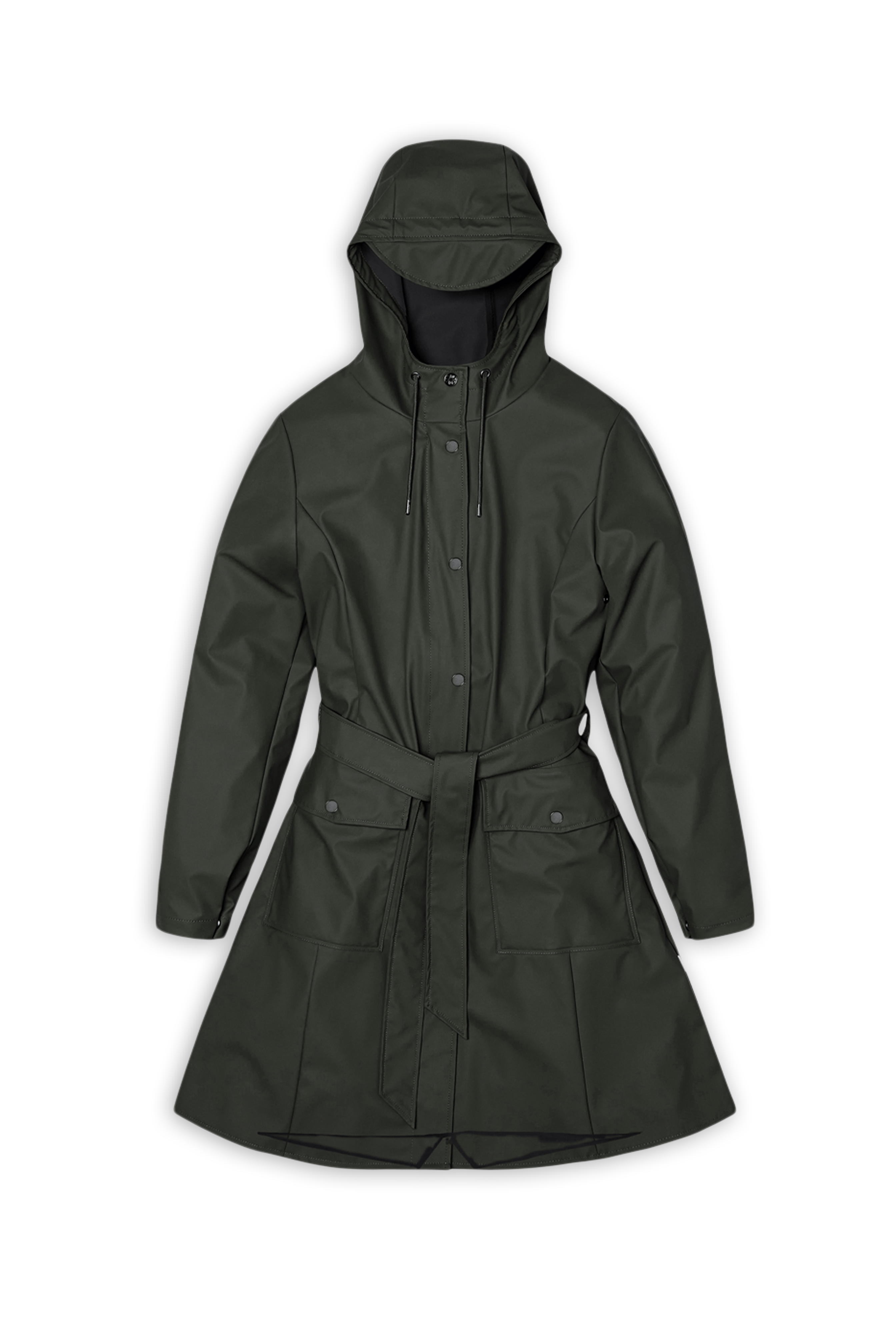 RAINS Curve Long Jacket
 Green Jacket