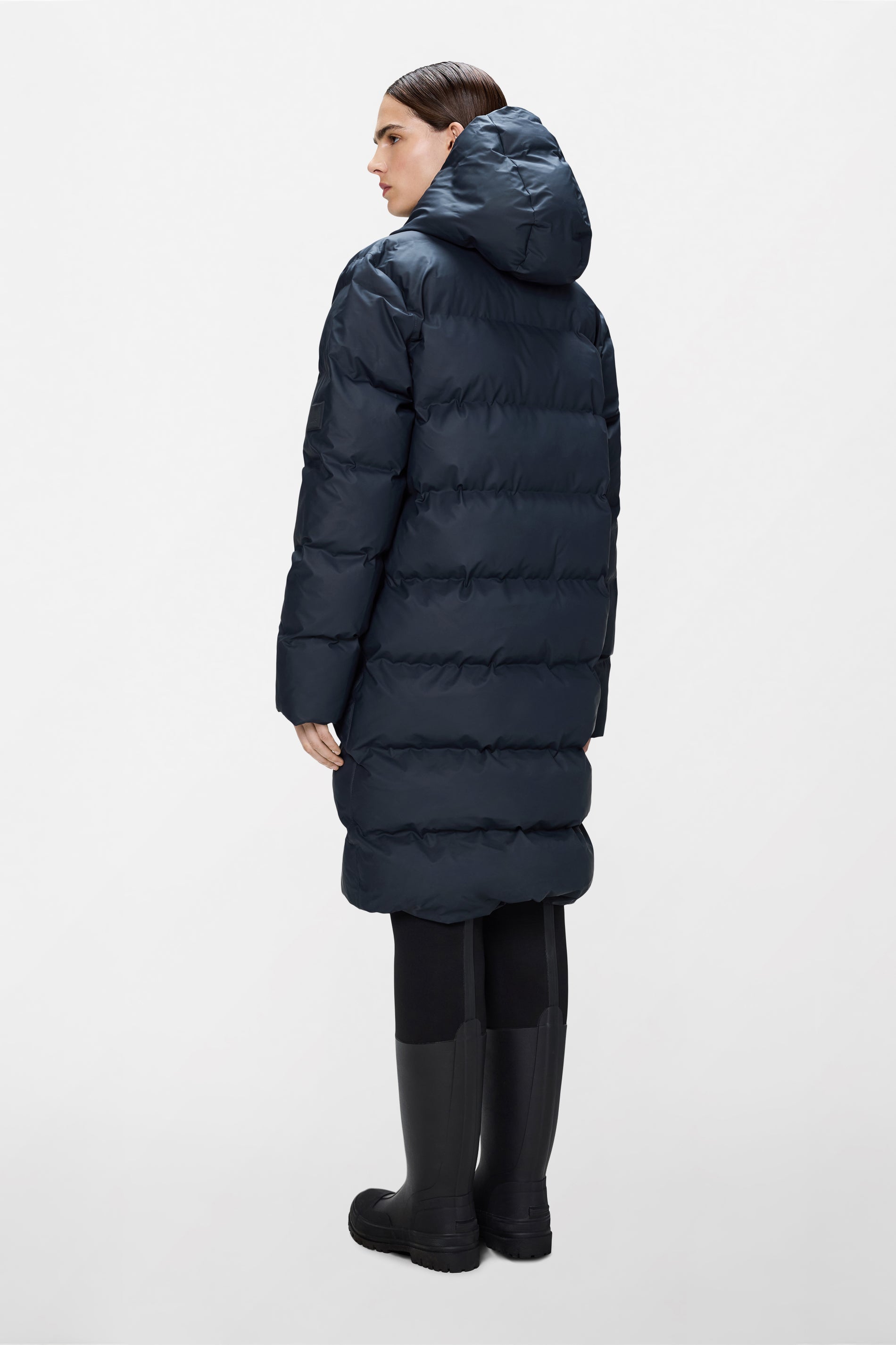 RAINS Alta Longer Puffer Jacket Navy Jacket