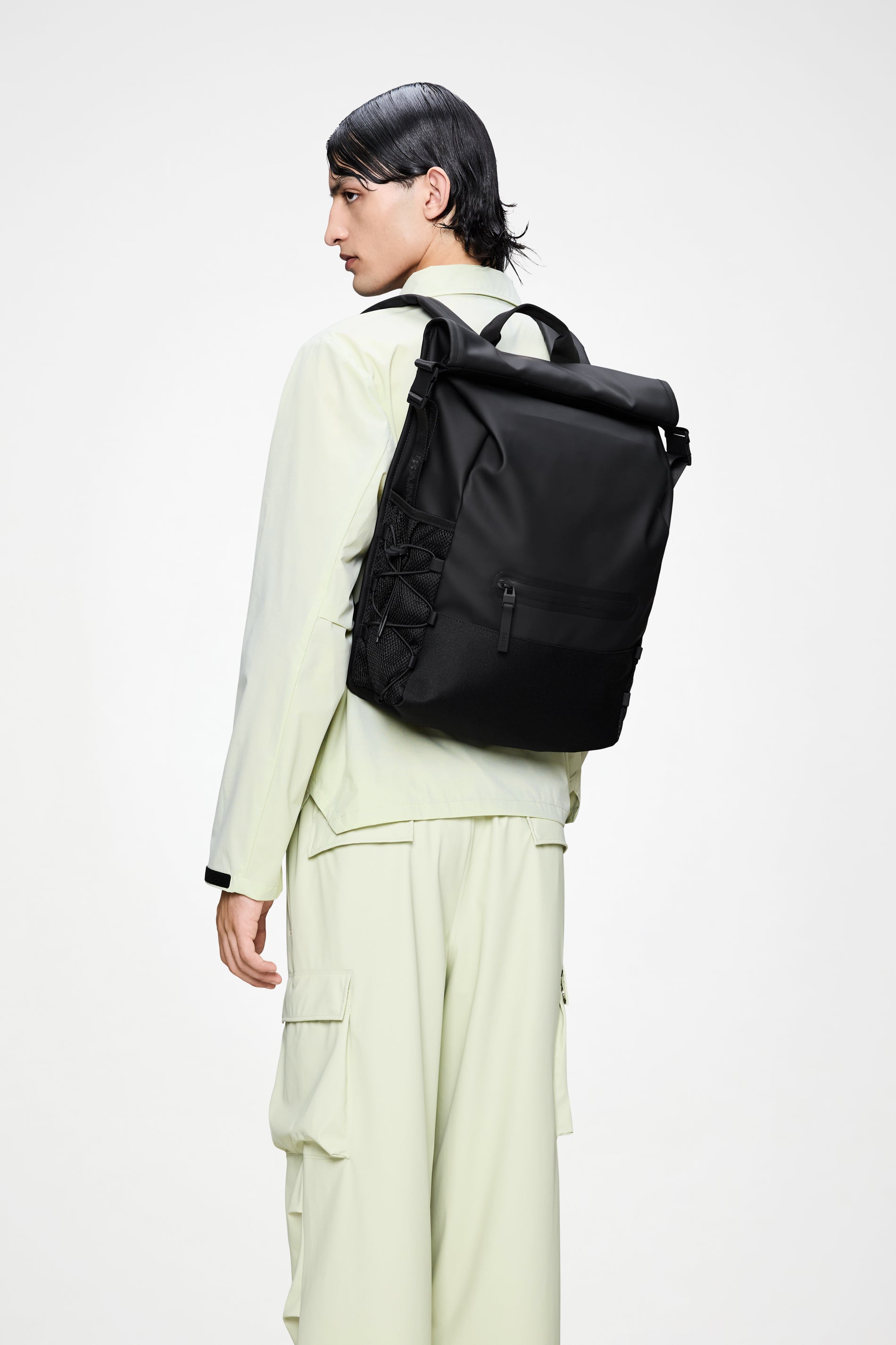 RAINS Trail Mountaineer Rolltop Black Backpack