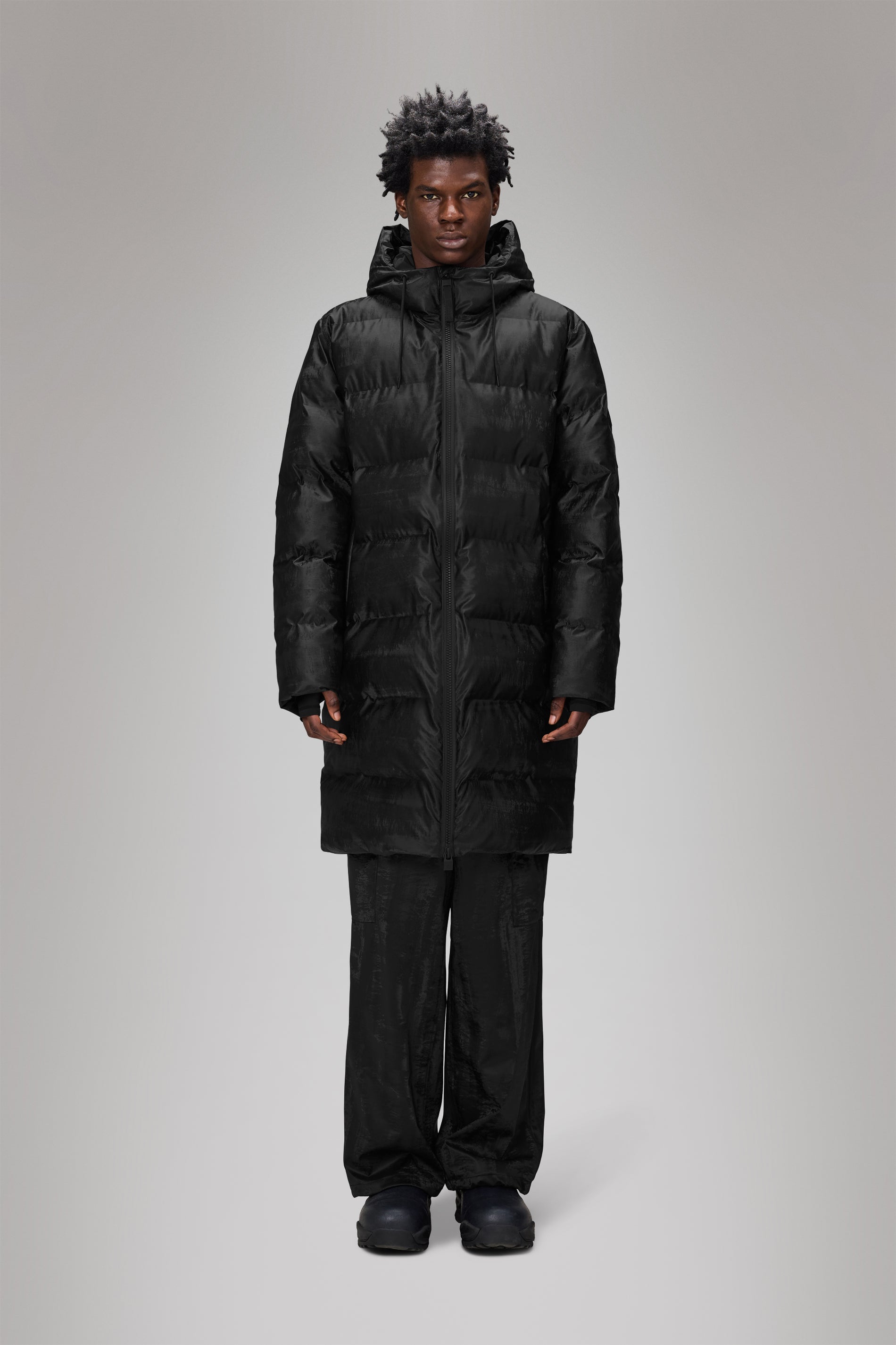 RAINS Alta Longer Puffer Jacket Coal Jacket