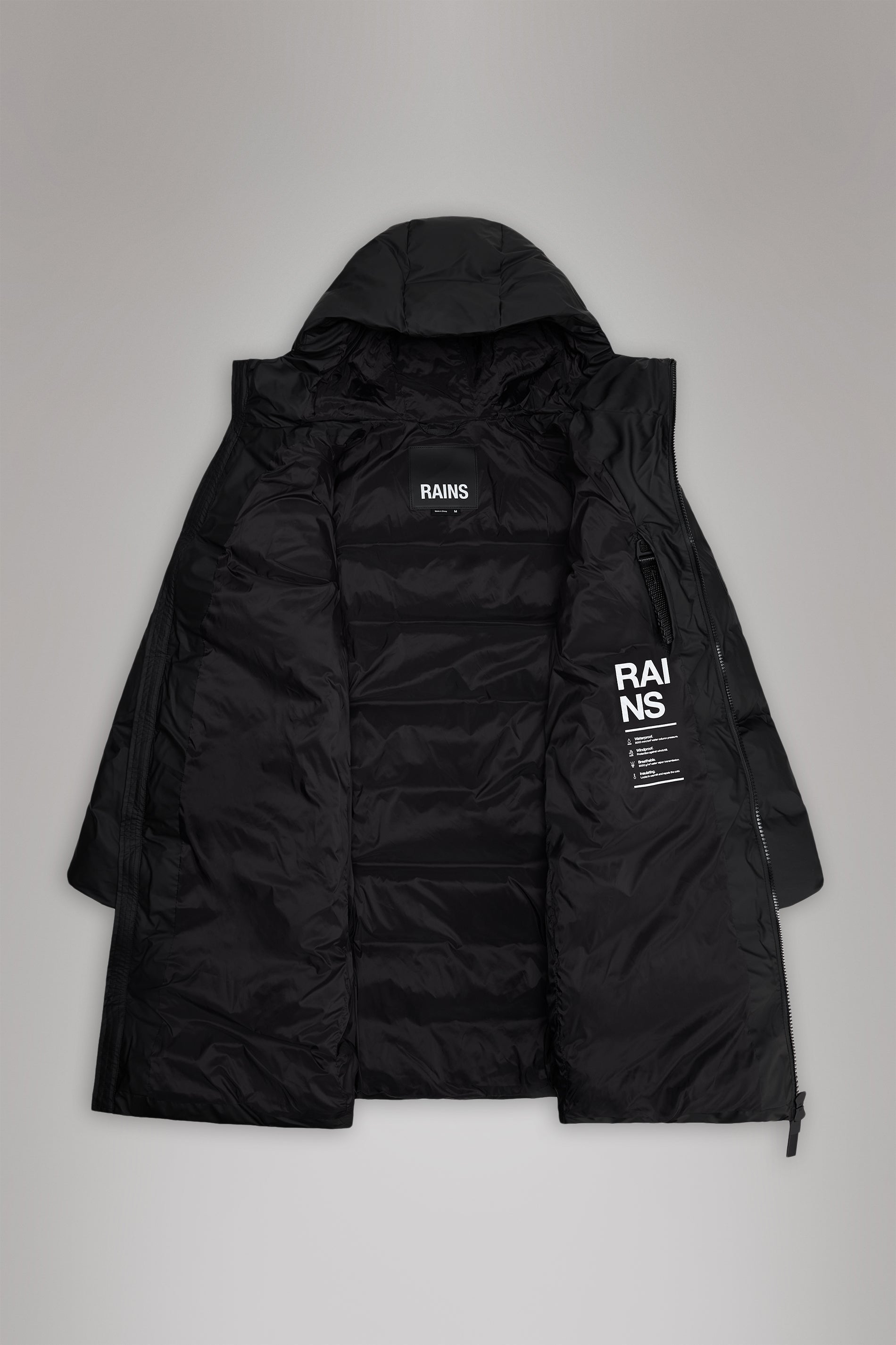 Rains Alta Longer Puffer Jacket Coal Jacket