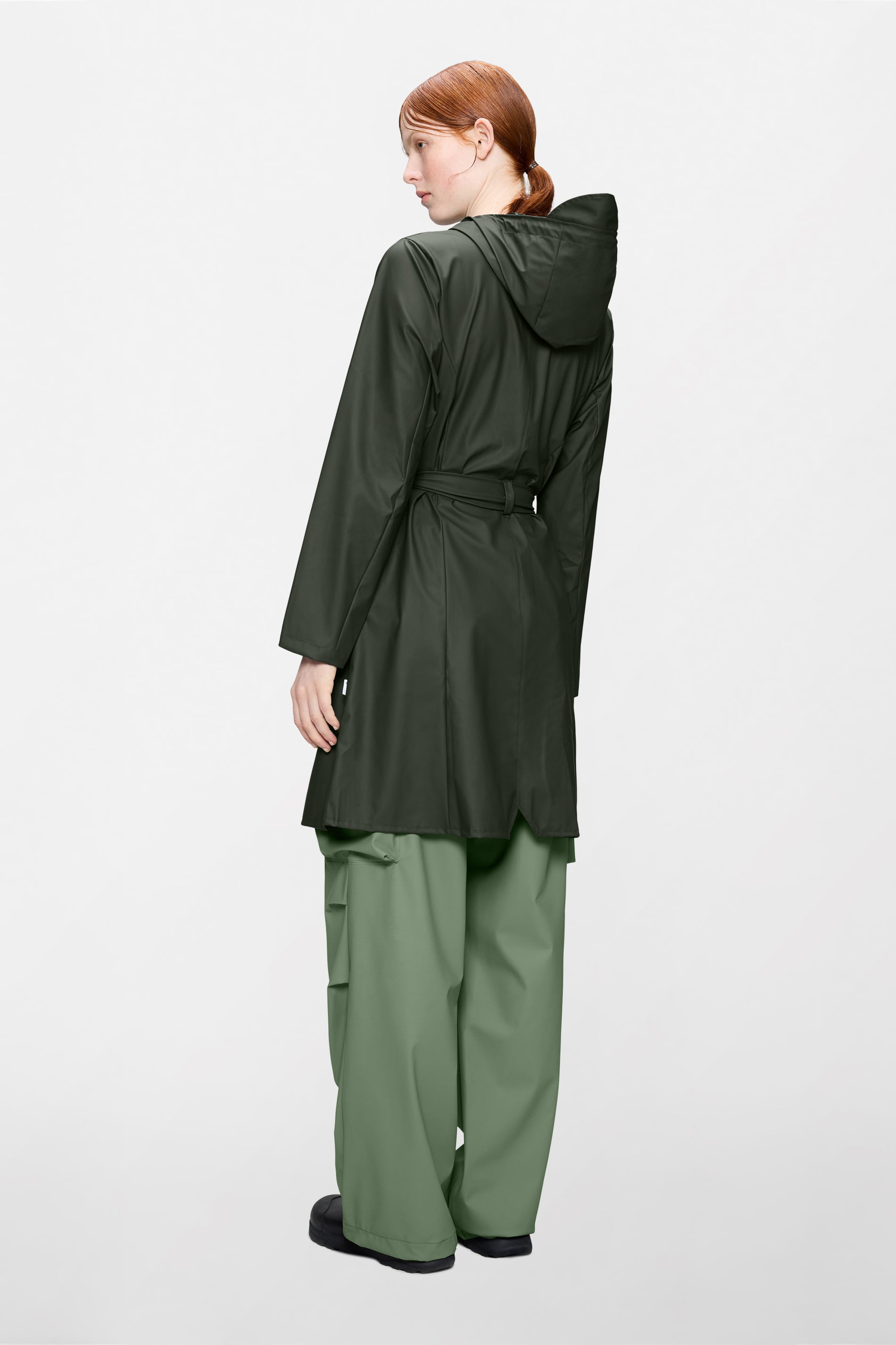 RAINS Curve Long Jacket
 Green Jacket